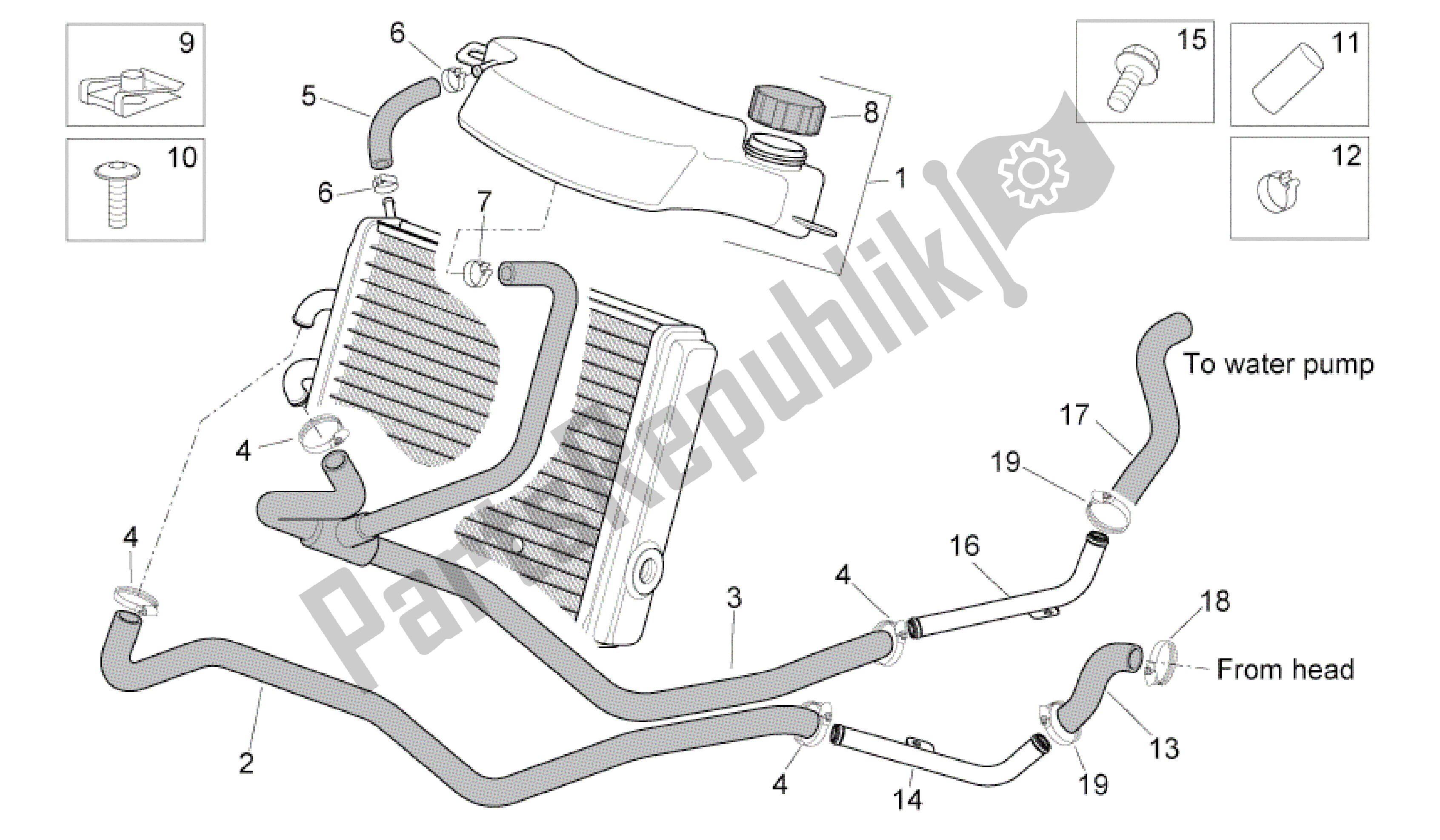 Todas las partes para Sistema De Refrigeración de Aprilia Sport City 300 2008 - 2010