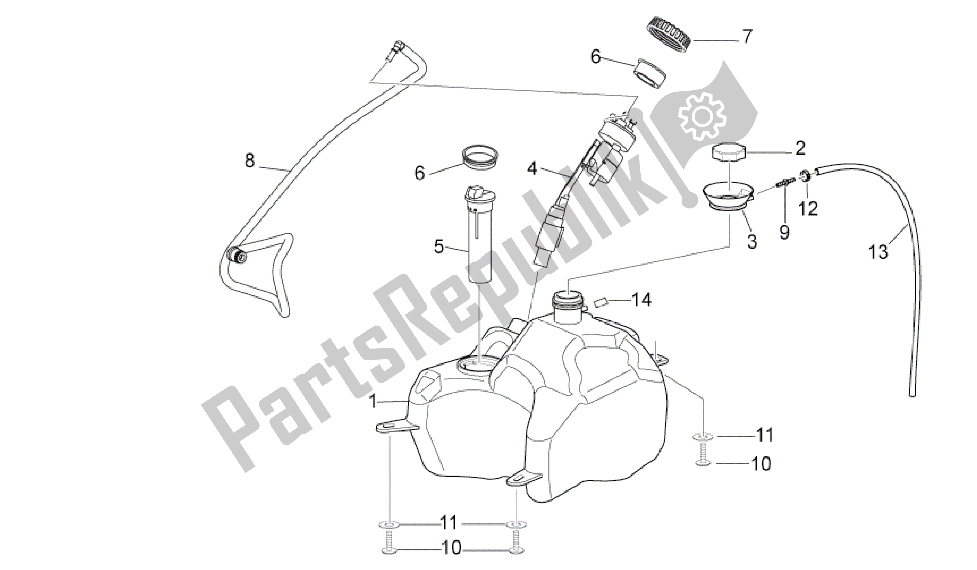 All parts for the Fuel Tank of the Aprilia Sport City 300 2008 - 2010