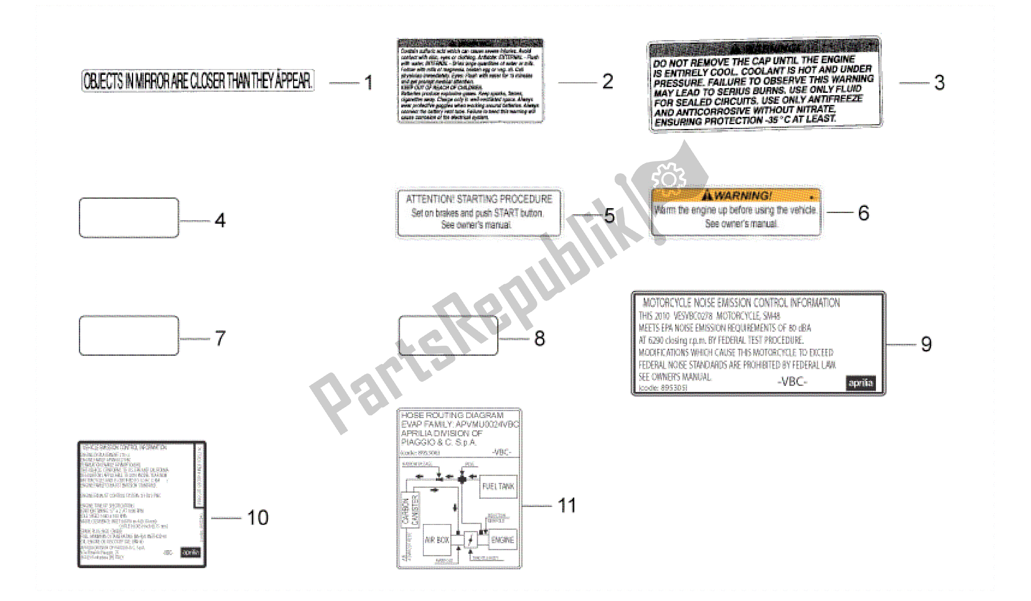 All parts for the Plate Set And Decal of the Aprilia Sport City 300 2008 - 2010