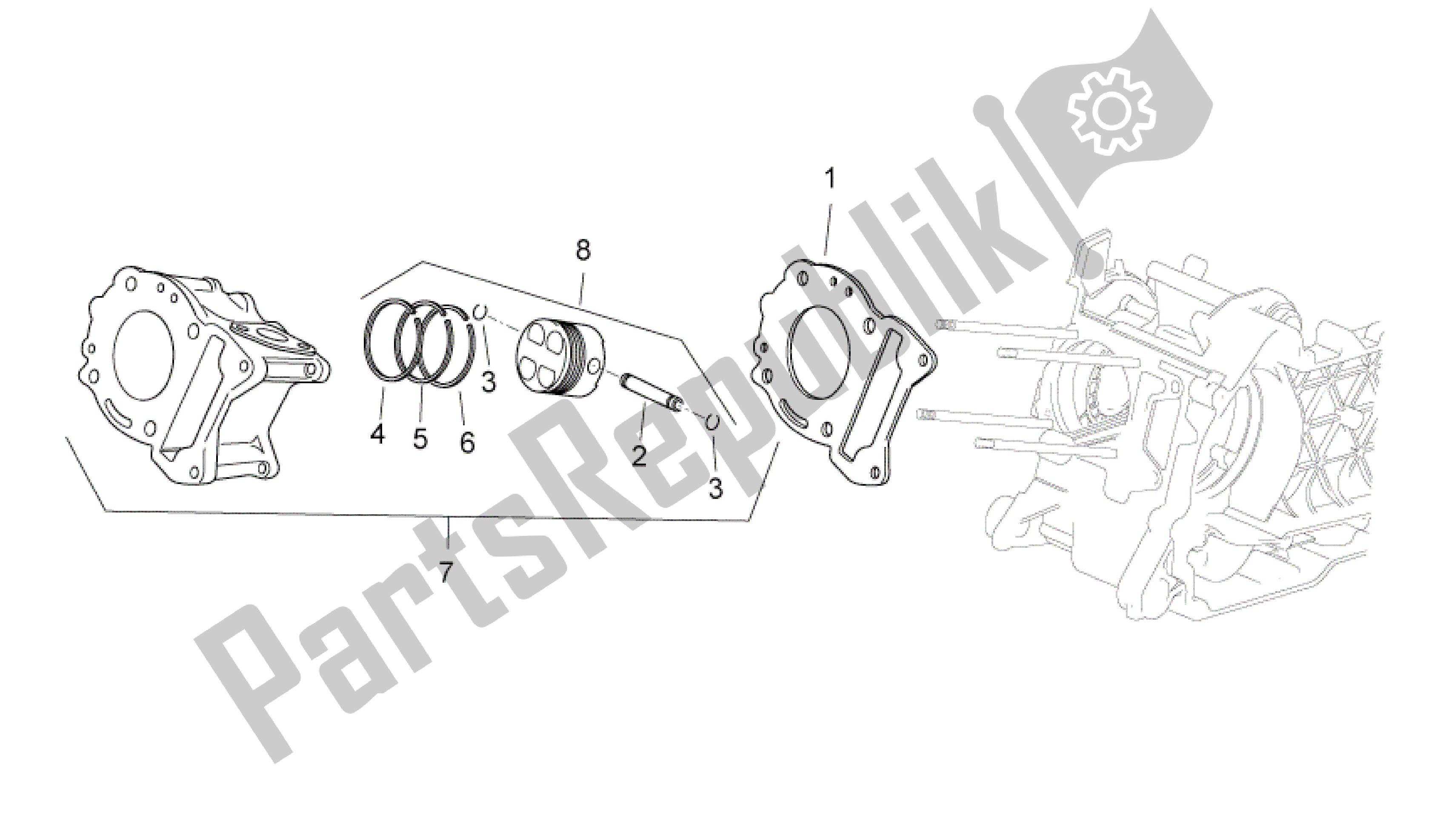 Alle onderdelen voor de Cilinder van de Aprilia Sport City 300 2008 - 2010