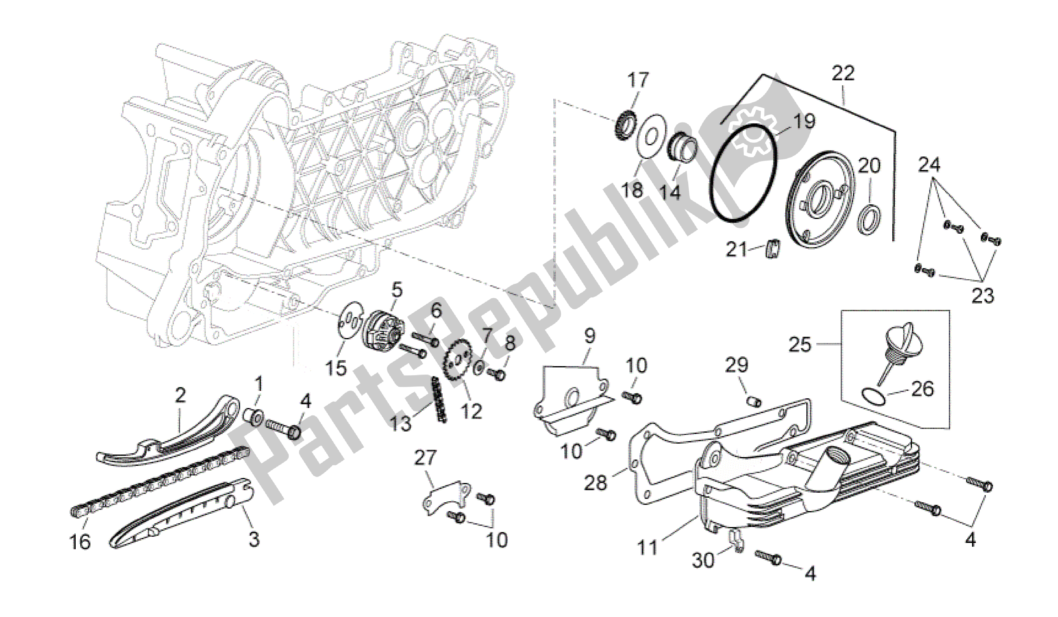 All parts for the Oil Pump of the Aprilia Sport City 300 2008 - 2010
