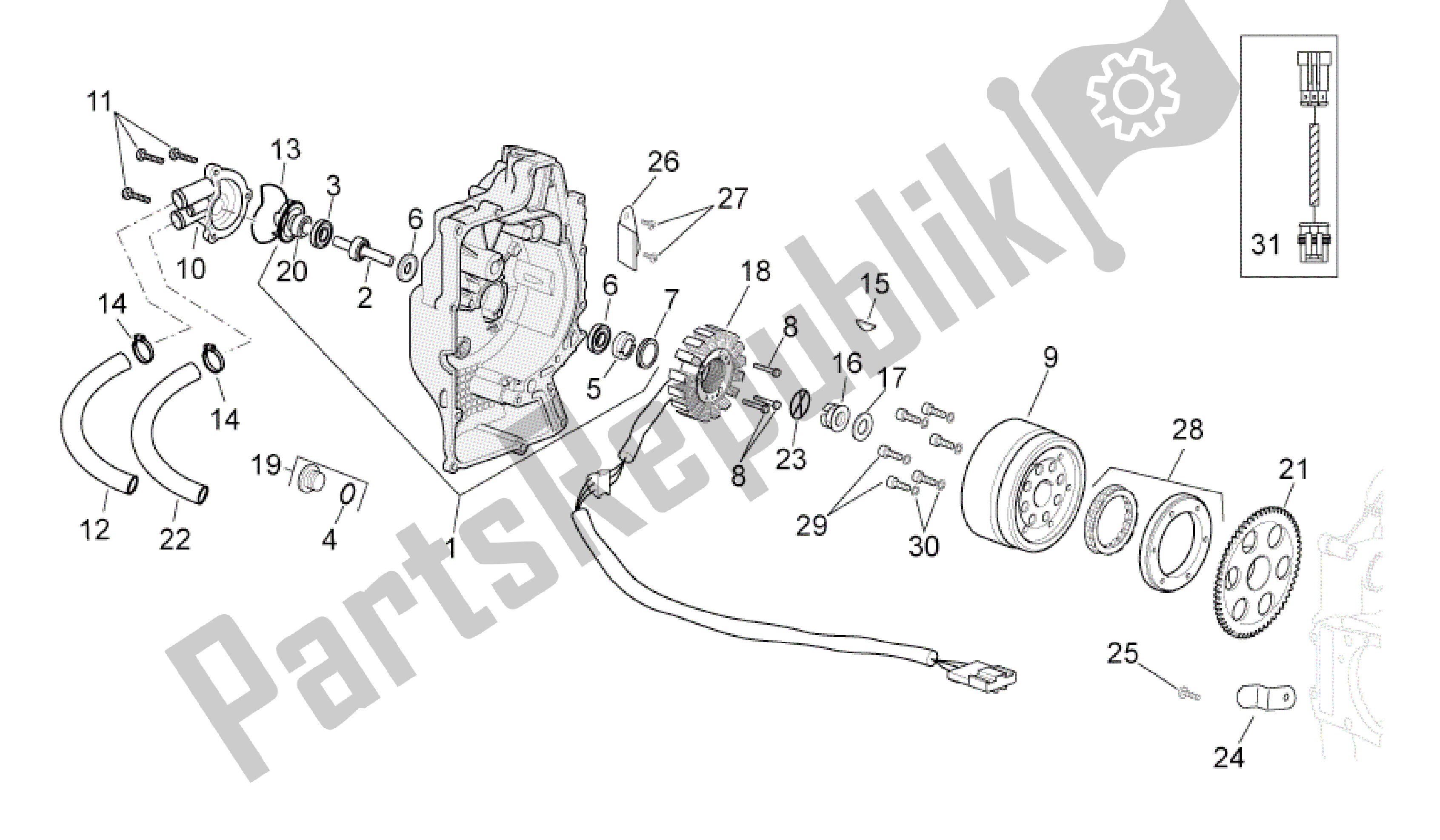 All parts for the Ignition Unit of the Aprilia Sport City 300 2008 - 2010