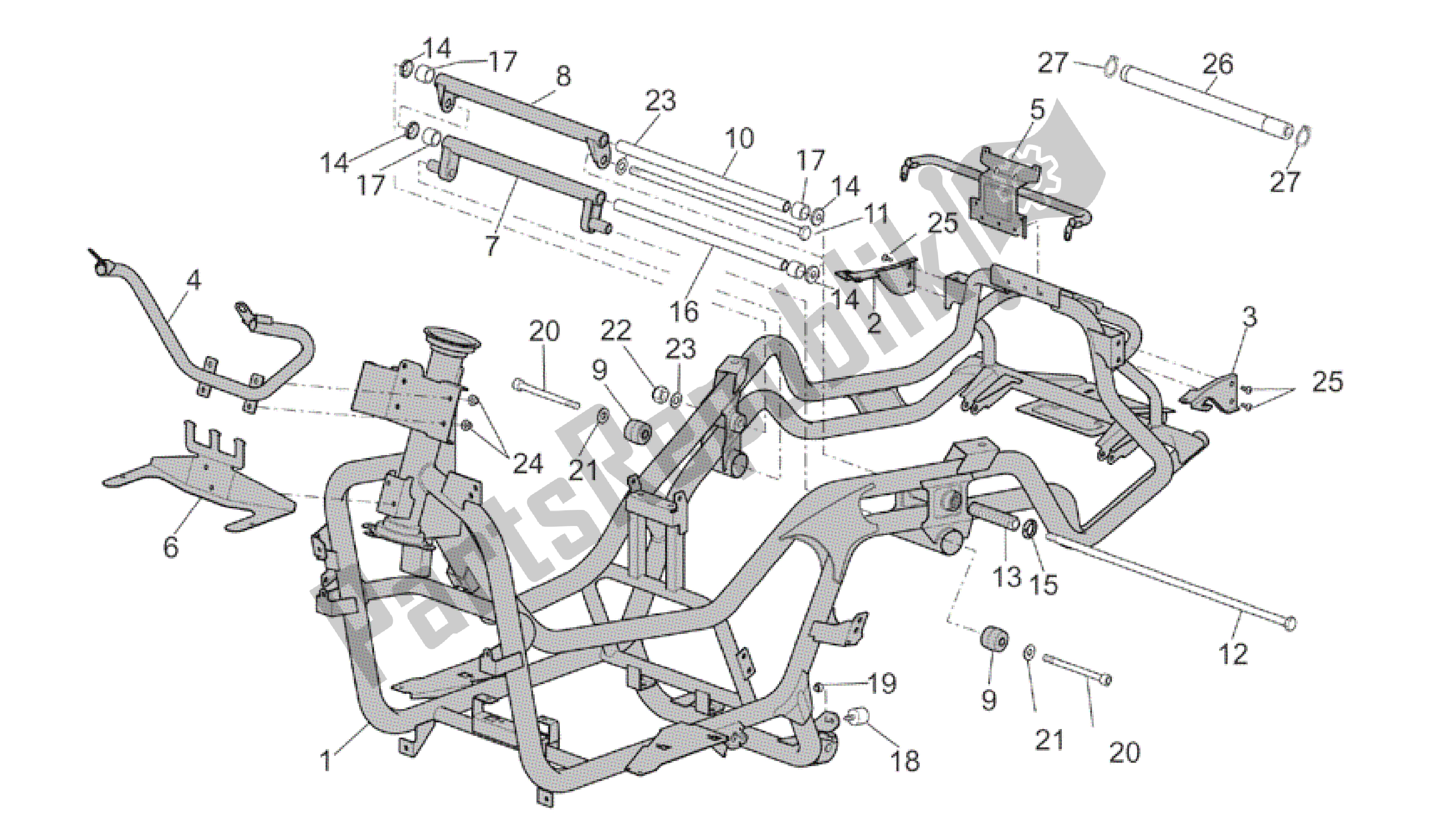 All parts for the Frame of the Aprilia Atlantic 500 2001 - 2004