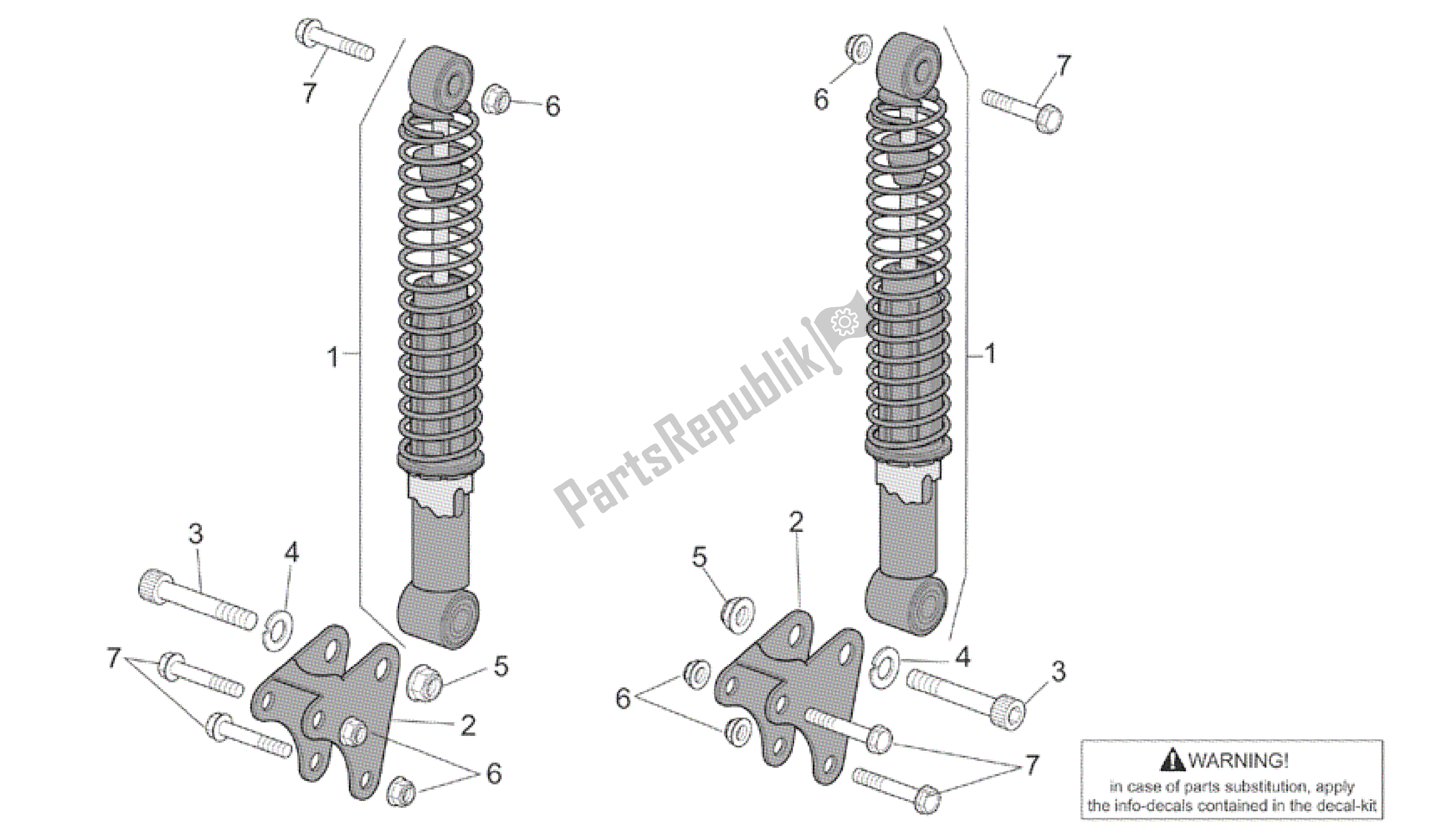 All parts for the Rear Shock Absorber of the Aprilia Atlantic 500 2001 - 2004