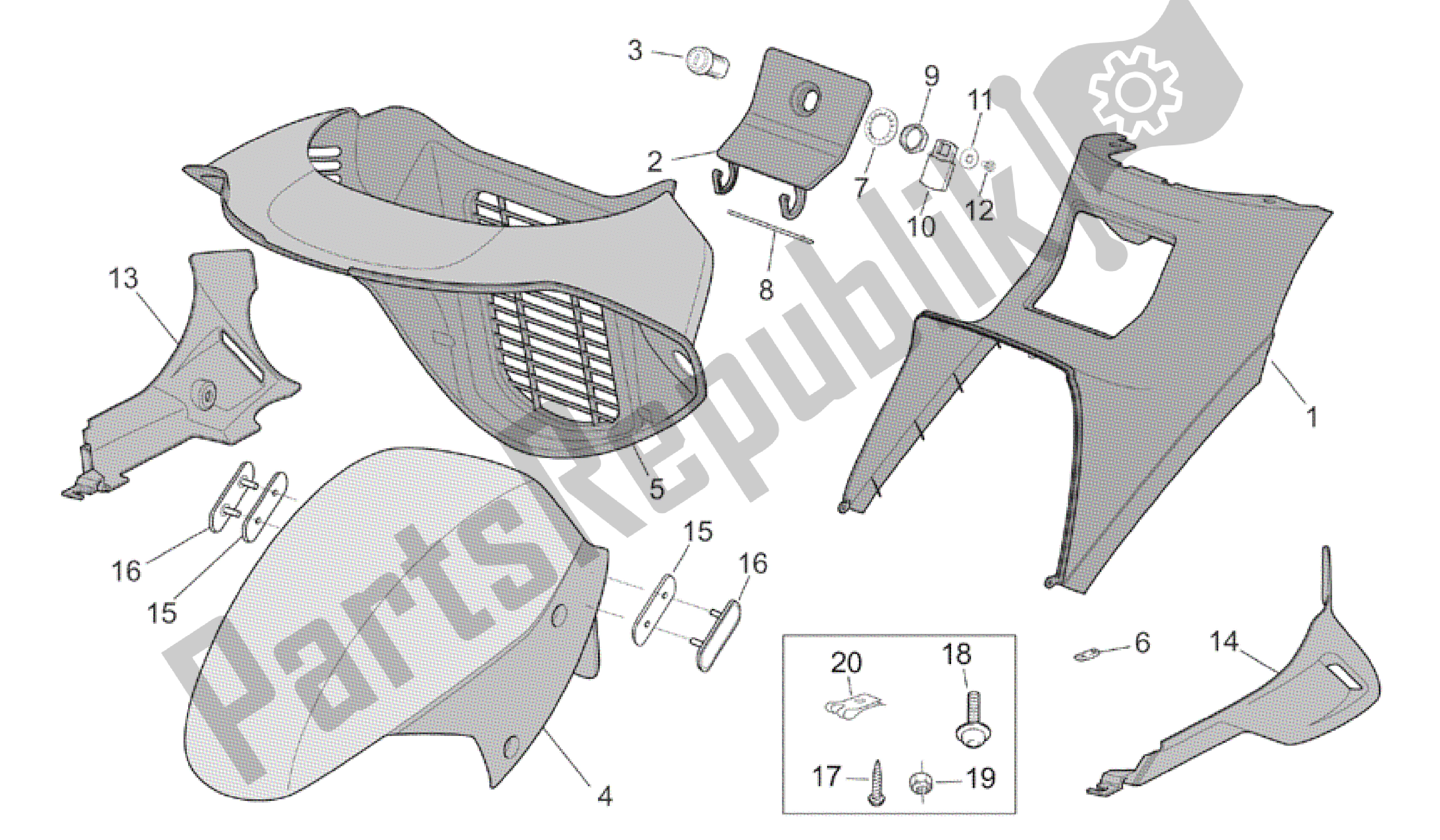 All parts for the Front Body Iii of the Aprilia Atlantic 500 2001 - 2004