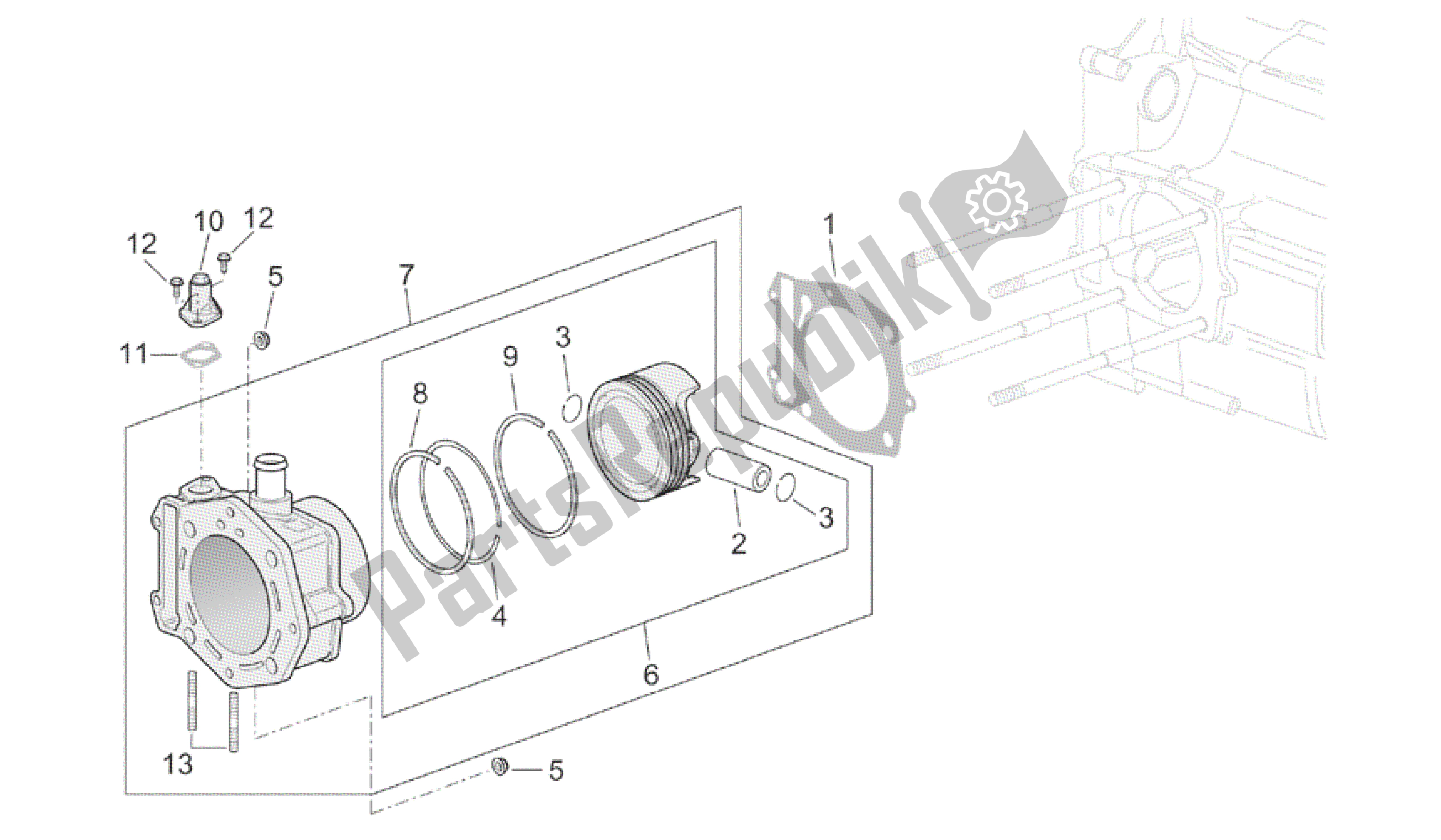 Wszystkie części do Cylinder Aprilia Atlantic 500 2001 - 2004