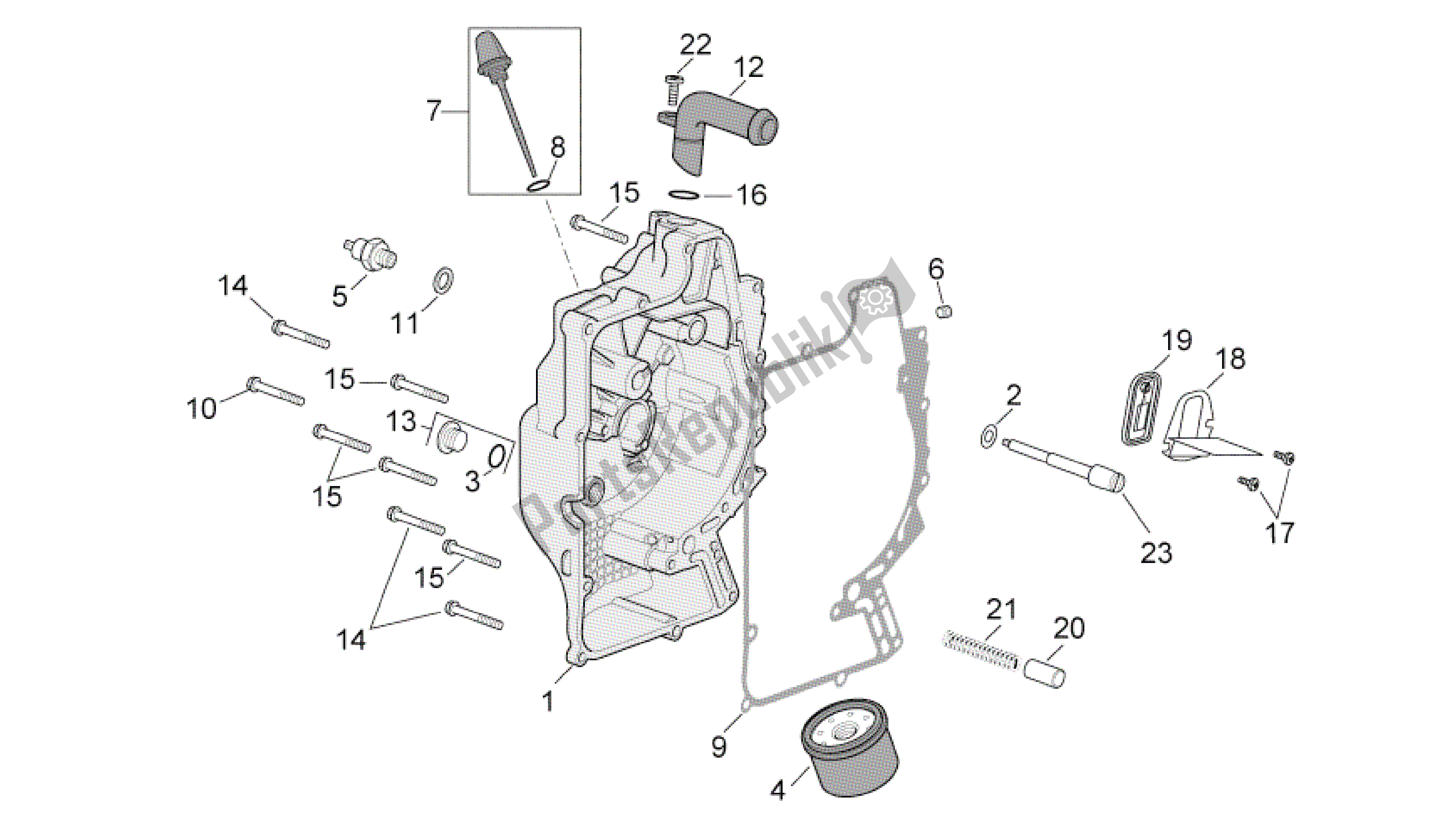 Todas as partes de Tampa Do Volante do Aprilia Atlantic 500 2001 - 2004