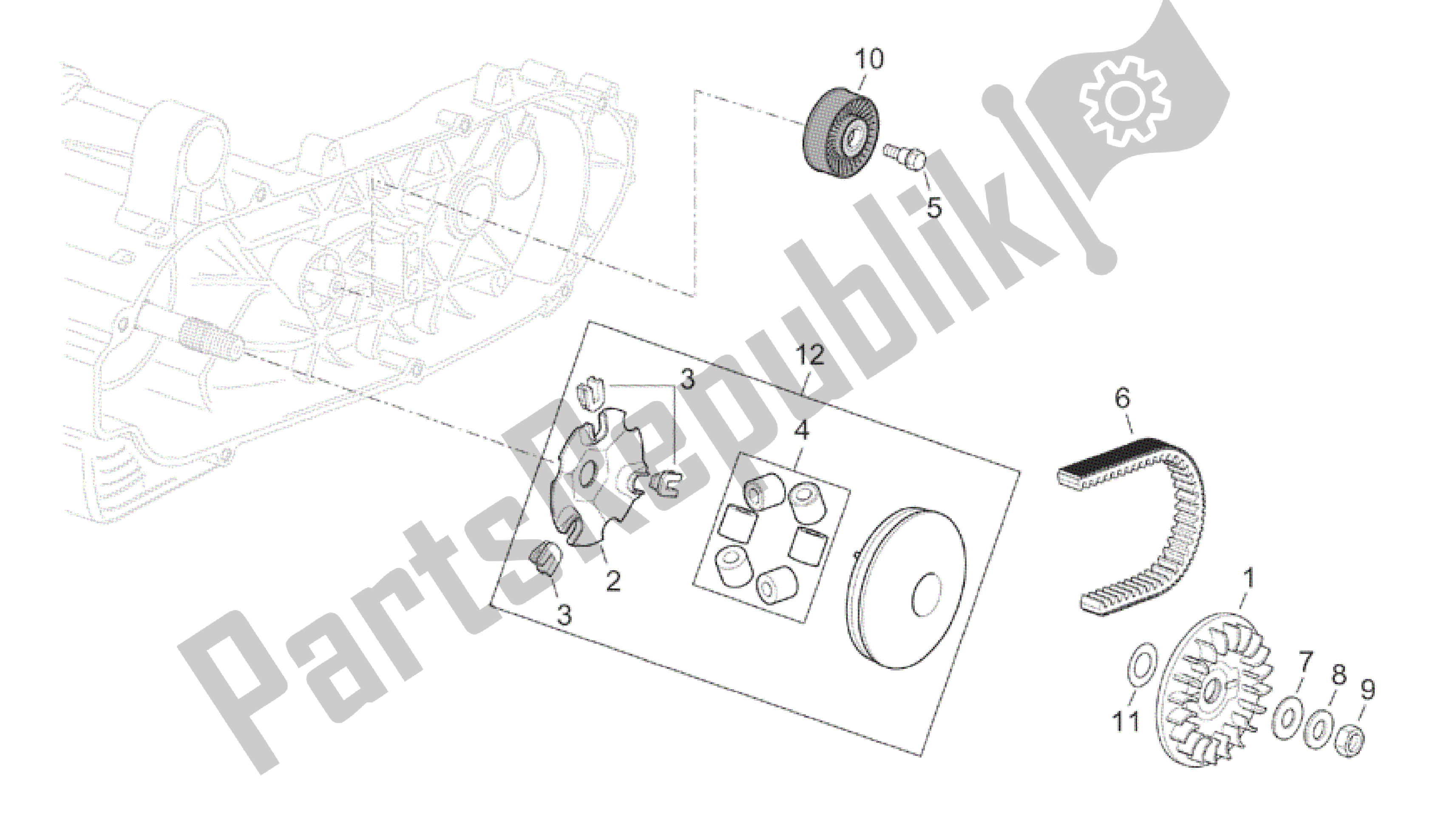 All parts for the Primary Transm. Of the Aprilia Atlantic 500 2001 - 2004