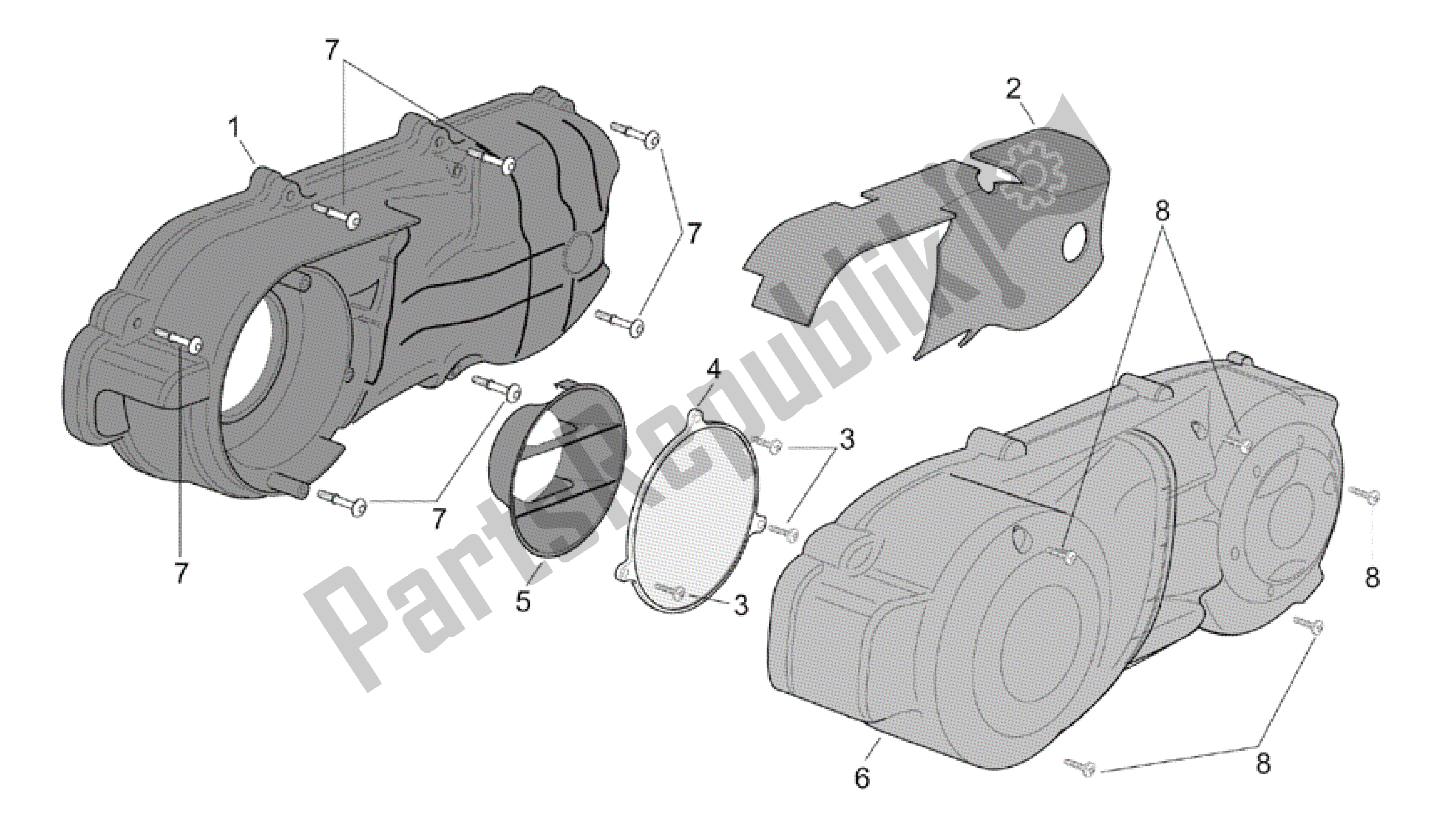 Alle onderdelen voor de Motor Kunststof van de Aprilia Atlantic 500 2001 - 2004