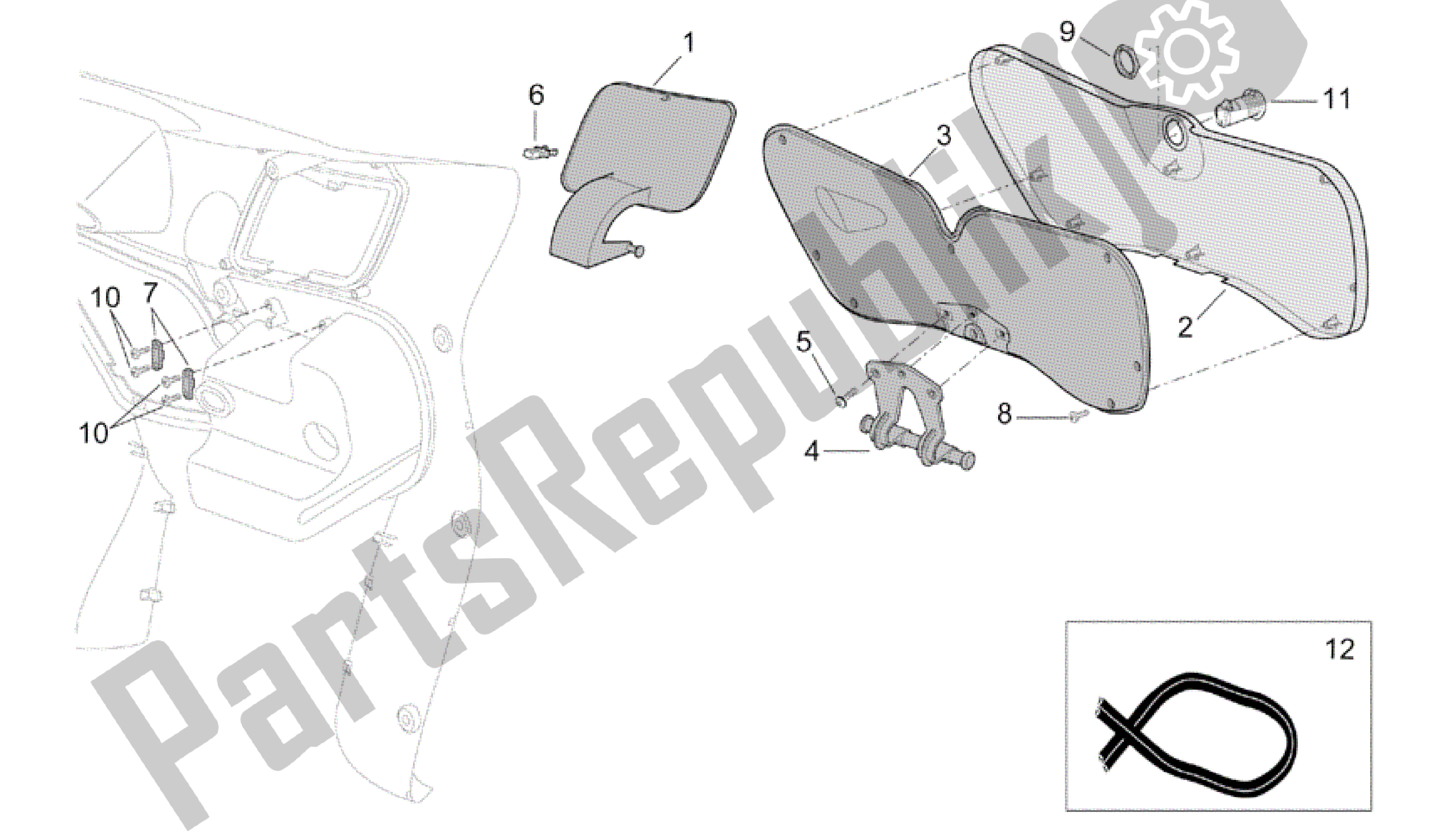 All parts for the Central Body Ii of the Aprilia Scarabeo 500 2003 - 2006