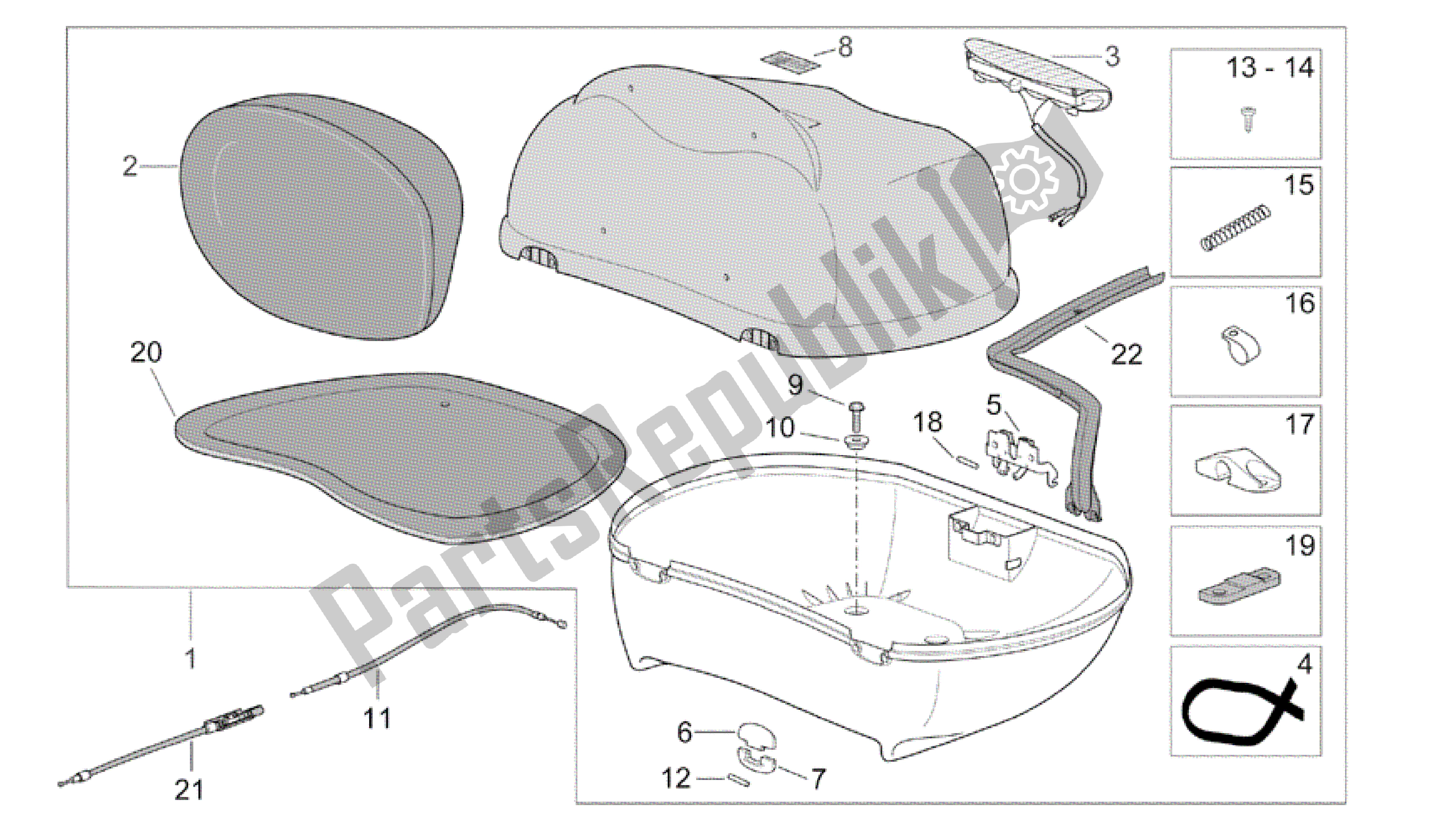 Todas las partes para Caja Superior de Aprilia Scarabeo 500 2003 - 2006