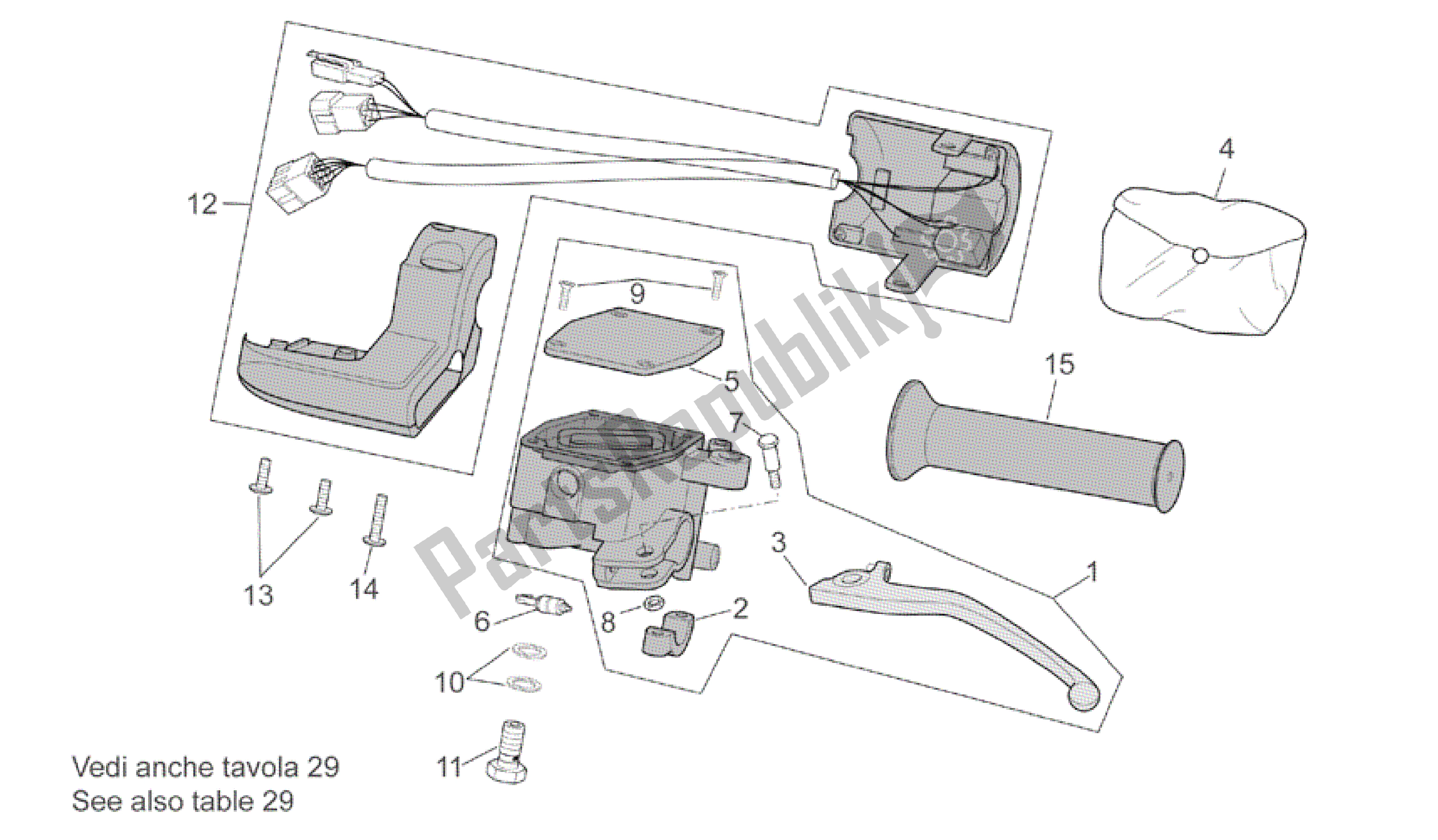 All parts for the Lh Controls of the Aprilia Scarabeo 500 2003 - 2006