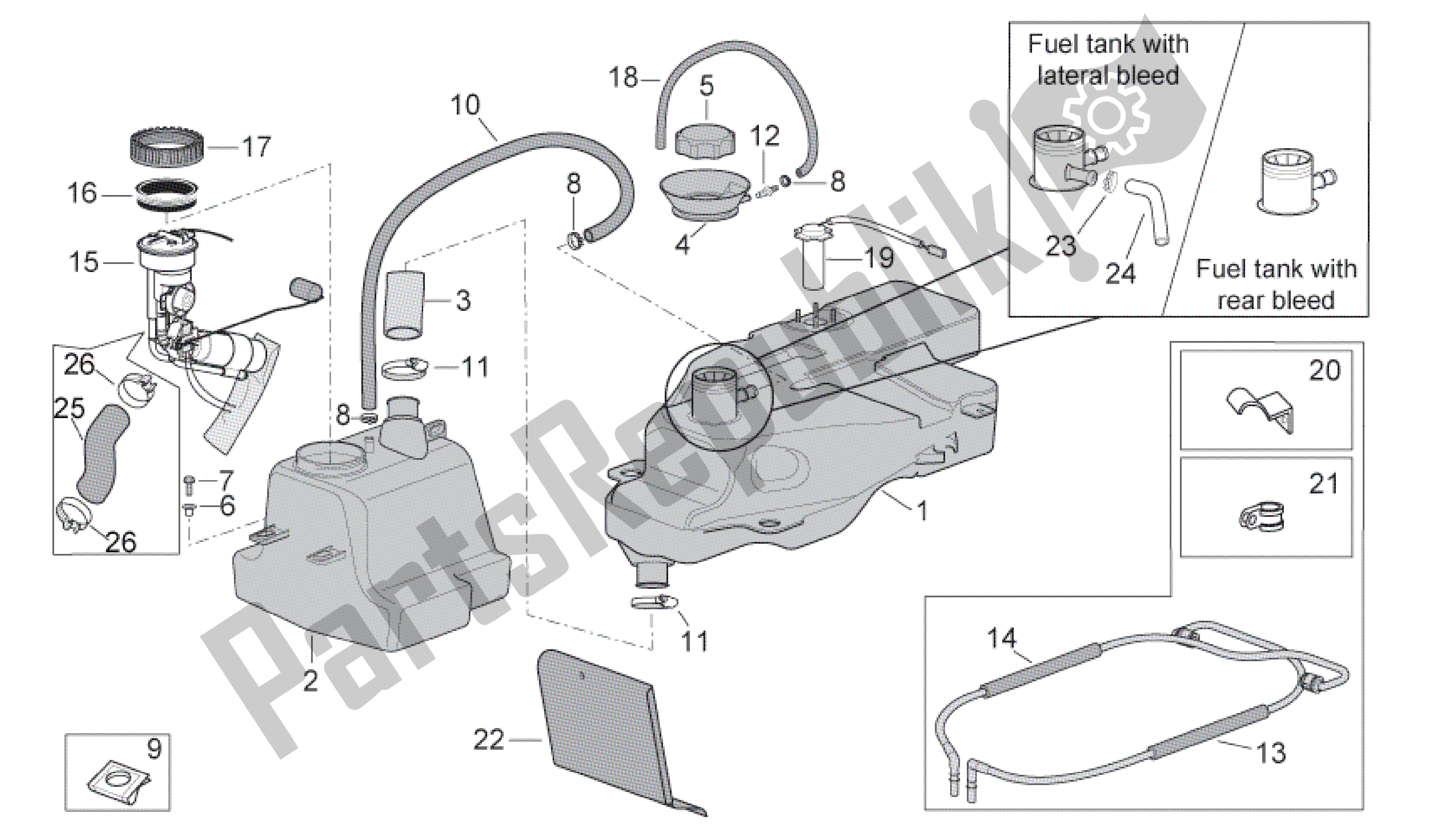 Tutte le parti per il Serbatoio Di Carburante del Aprilia Scarabeo 500 2003 - 2006