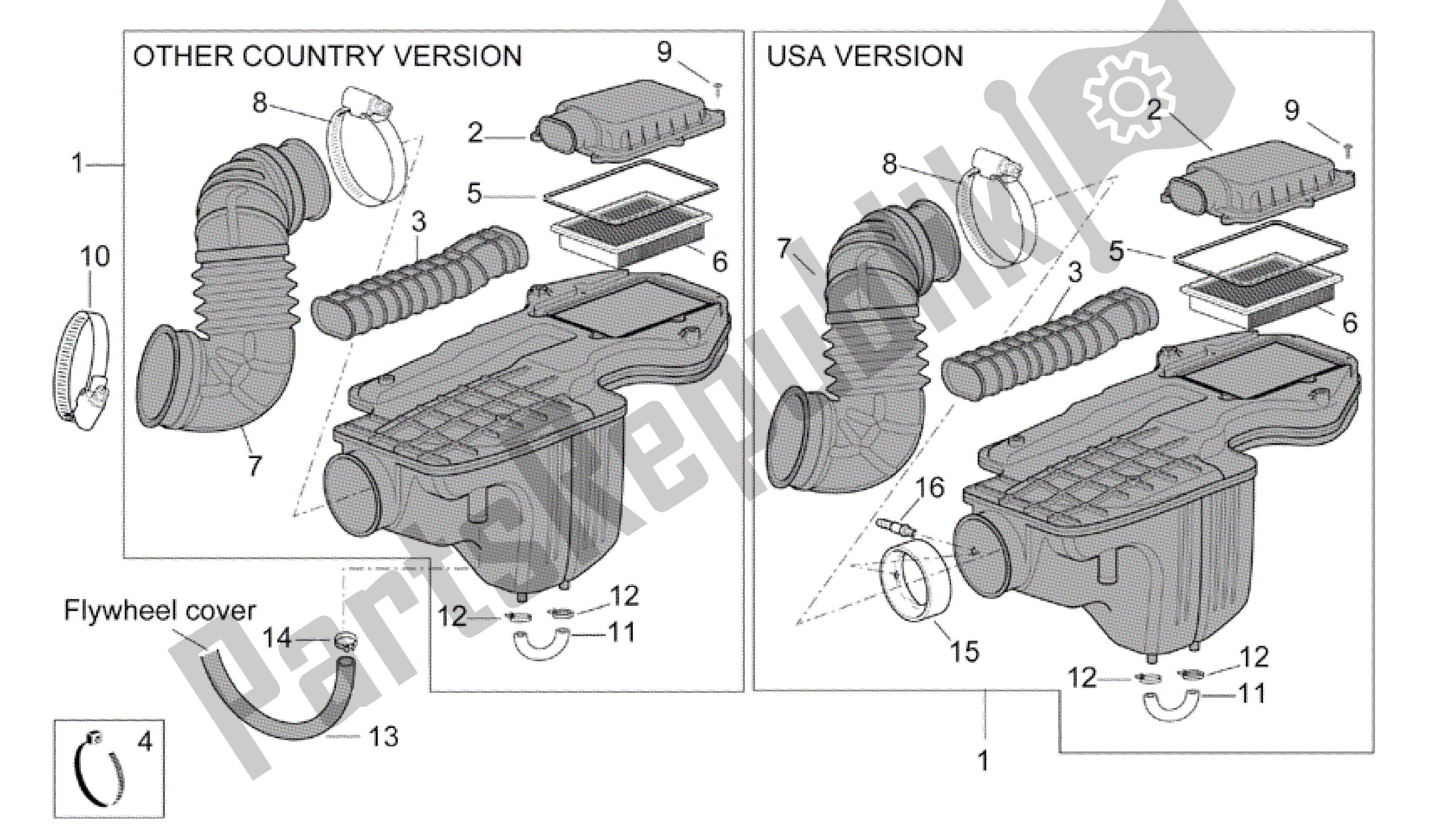 All parts for the Air Box of the Aprilia Scarabeo 500 2003 - 2006