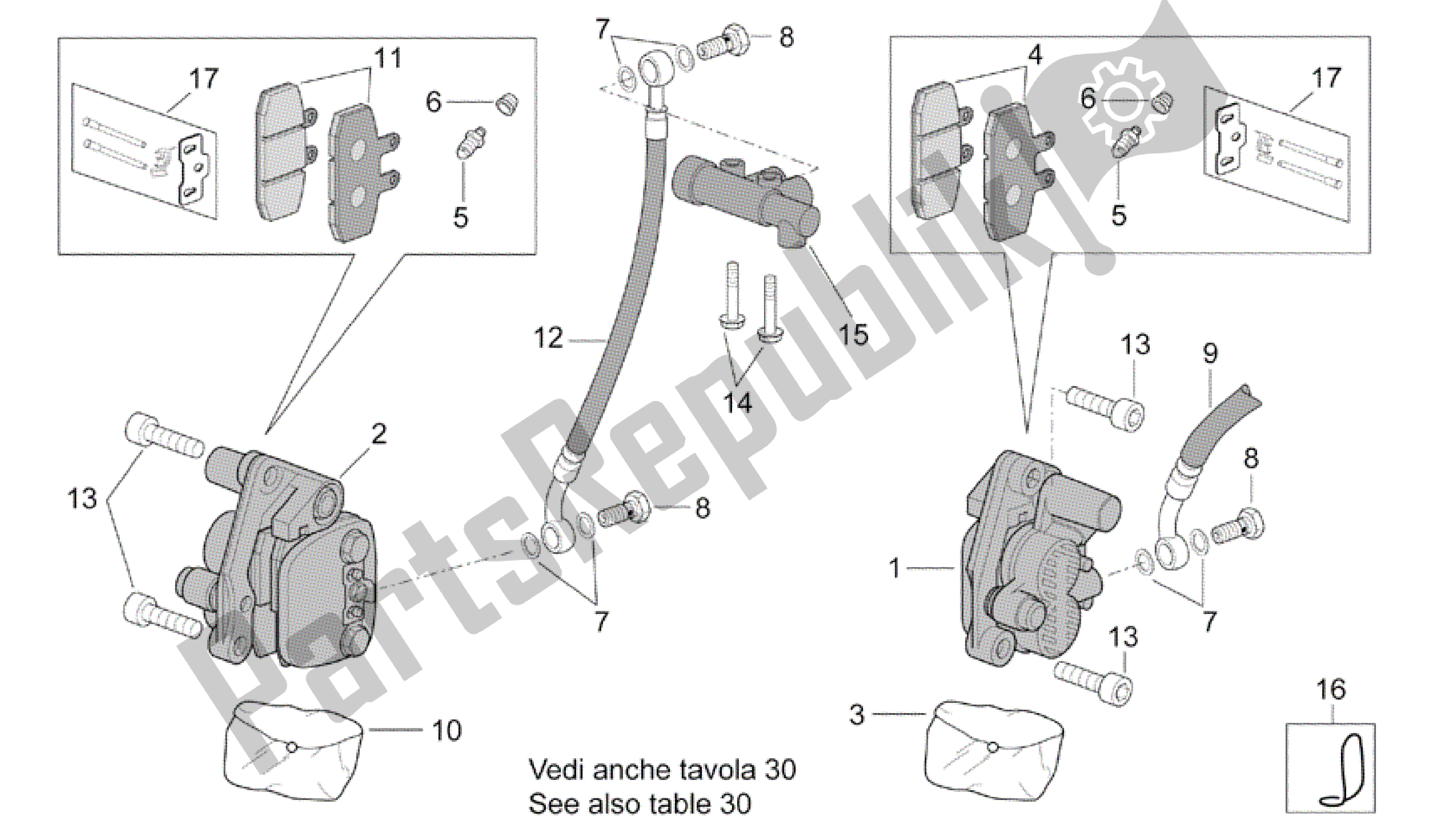 All parts for the Front Brake Caliper of the Aprilia Scarabeo 500 2003 - 2006