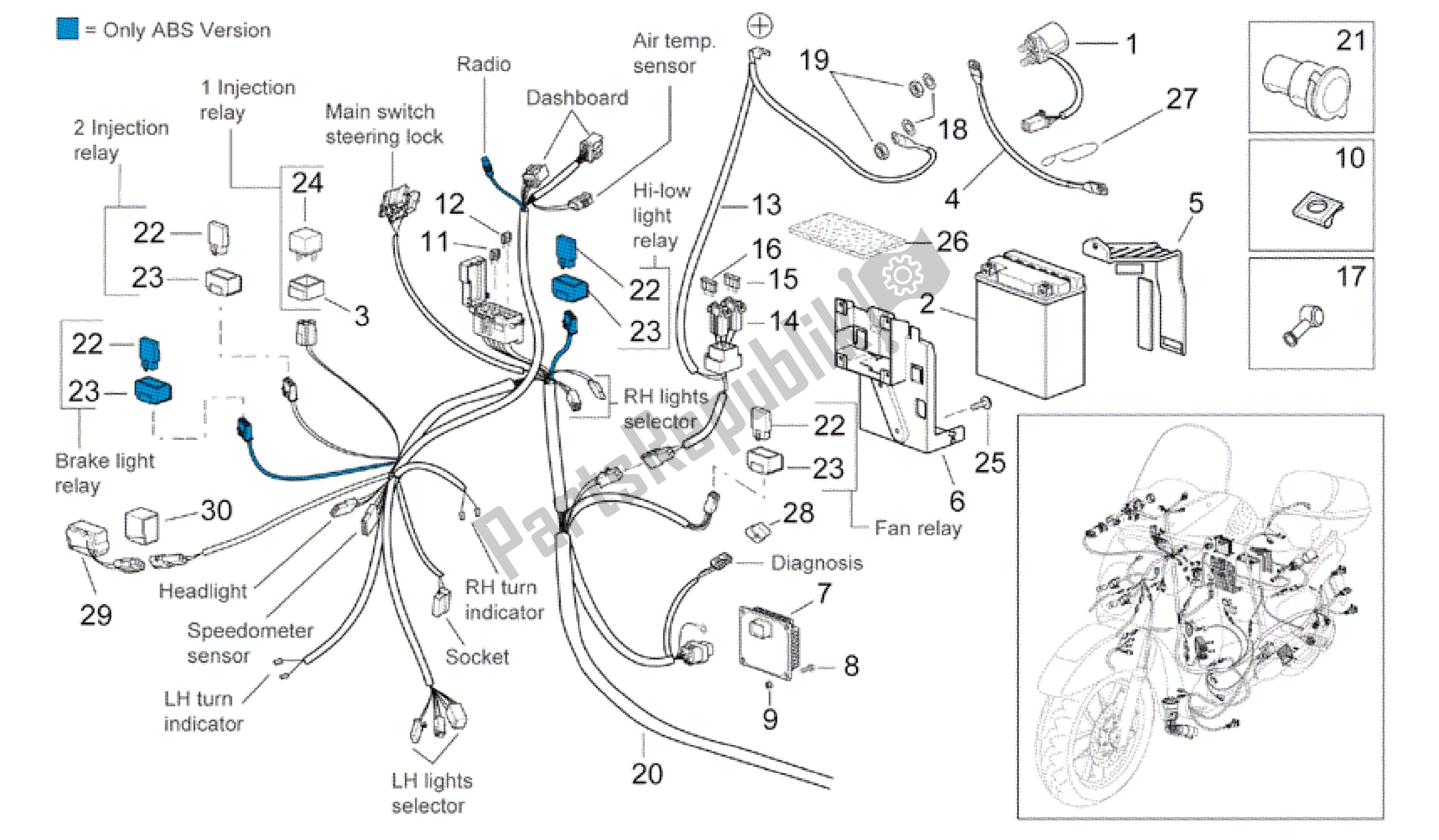 All parts for the Electrical System Ii of the Aprilia Scarabeo 500 2003 - 2006