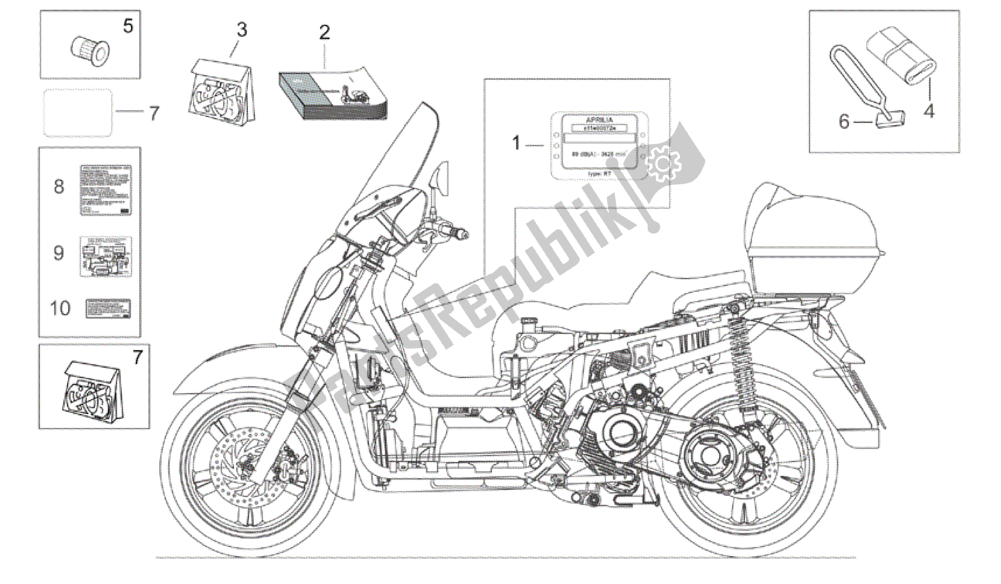 All parts for the Completing Part of the Aprilia Scarabeo 500 2003 - 2006