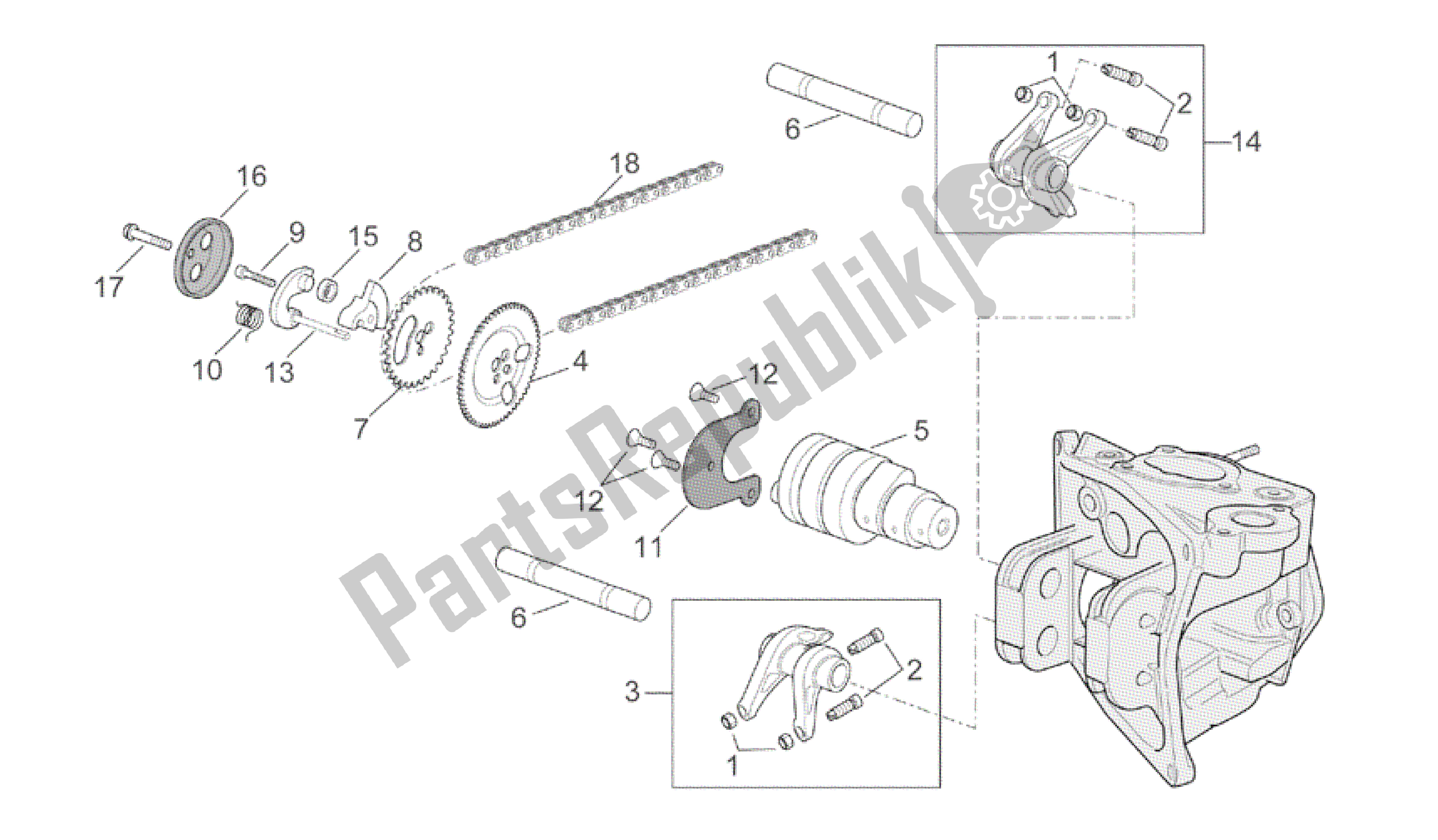 All parts for the Valve Control of the Aprilia Scarabeo 500 2003 - 2006