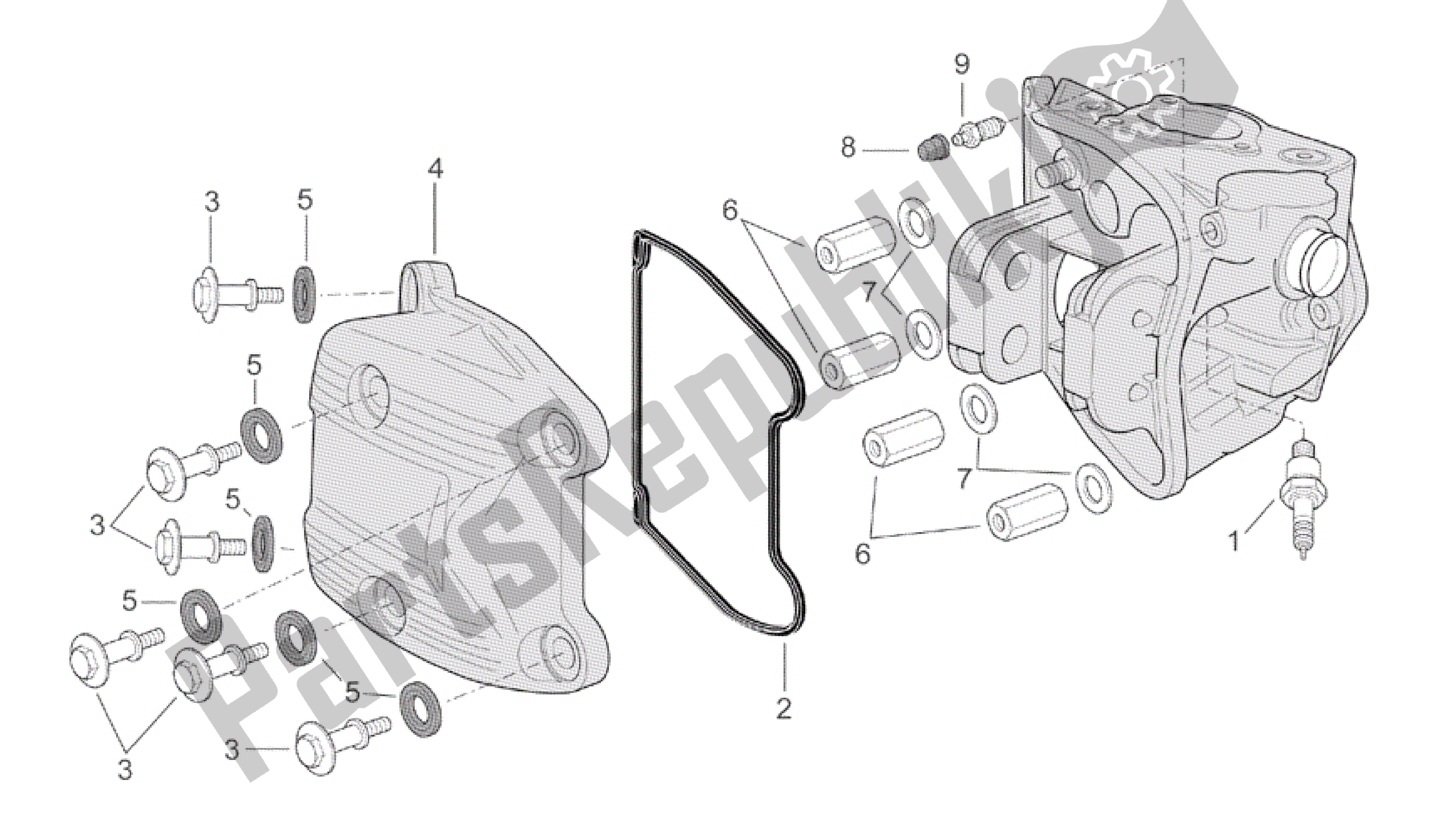 All parts for the Head Cover Cpl. Of the Aprilia Scarabeo 500 2003 - 2006