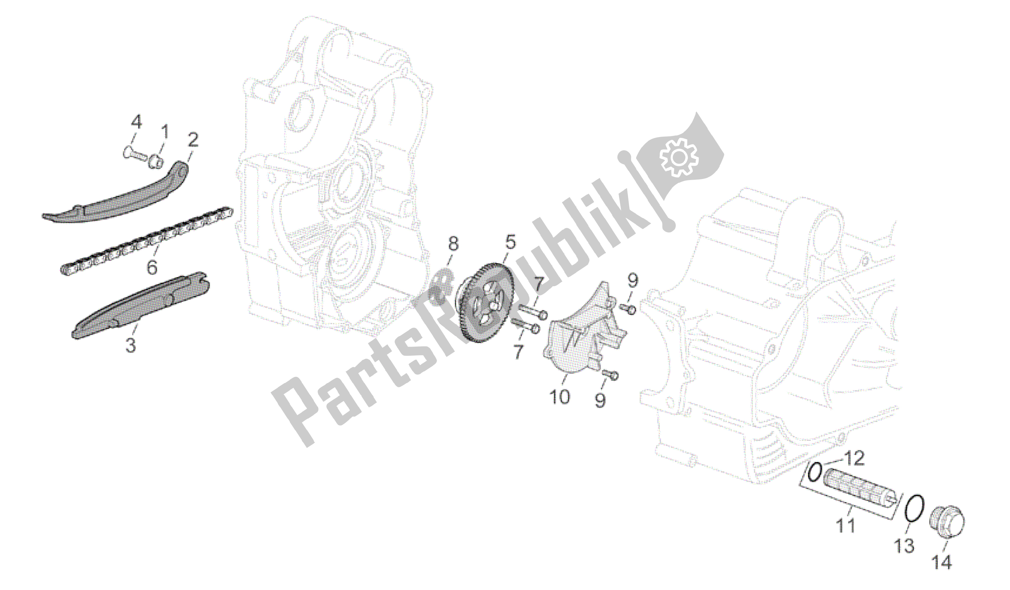 All parts for the Oil Pump of the Aprilia Scarabeo 500 2003 - 2006