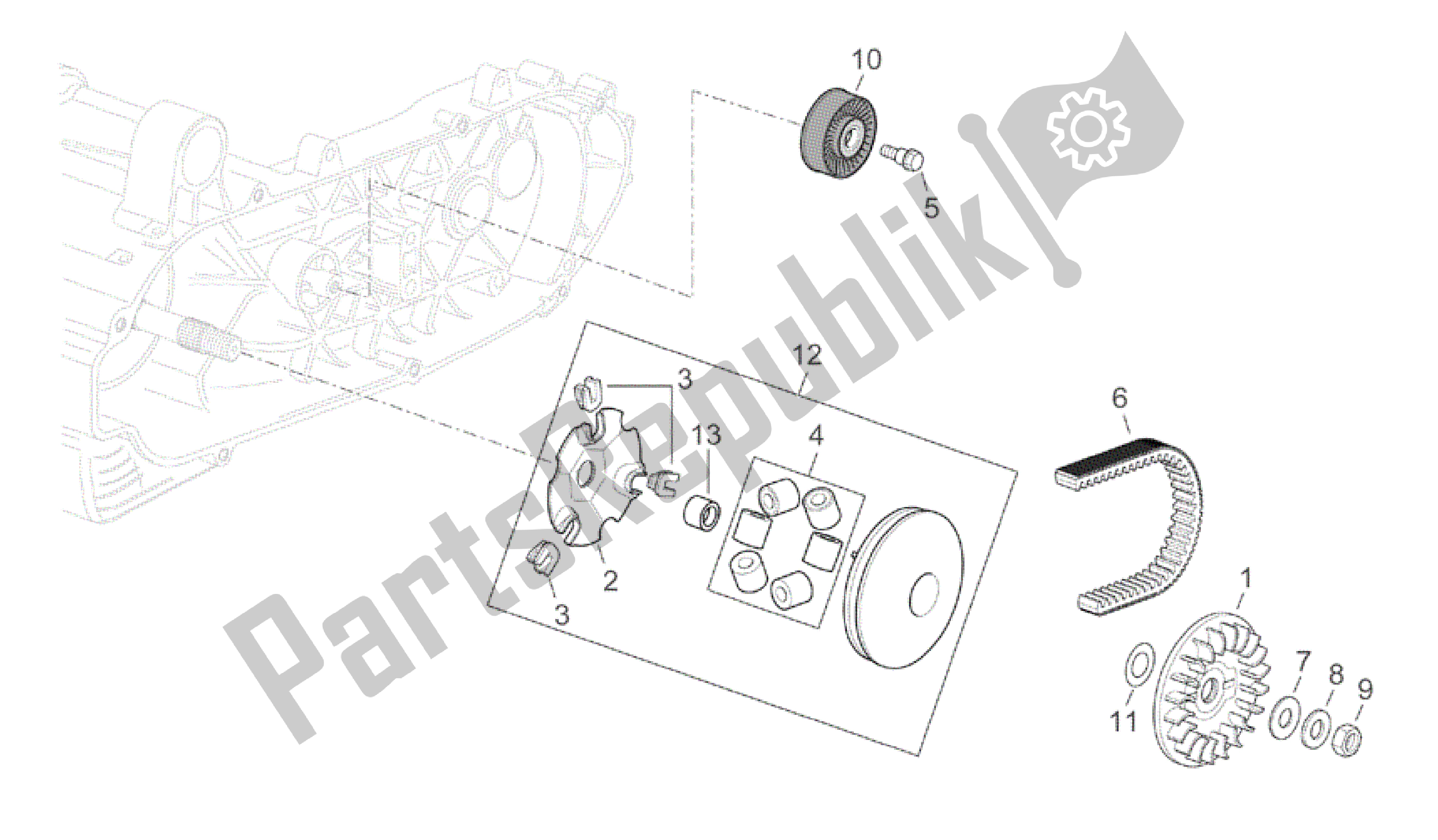All parts for the Primary Transm. Of the Aprilia Scarabeo 500 2003 - 2006
