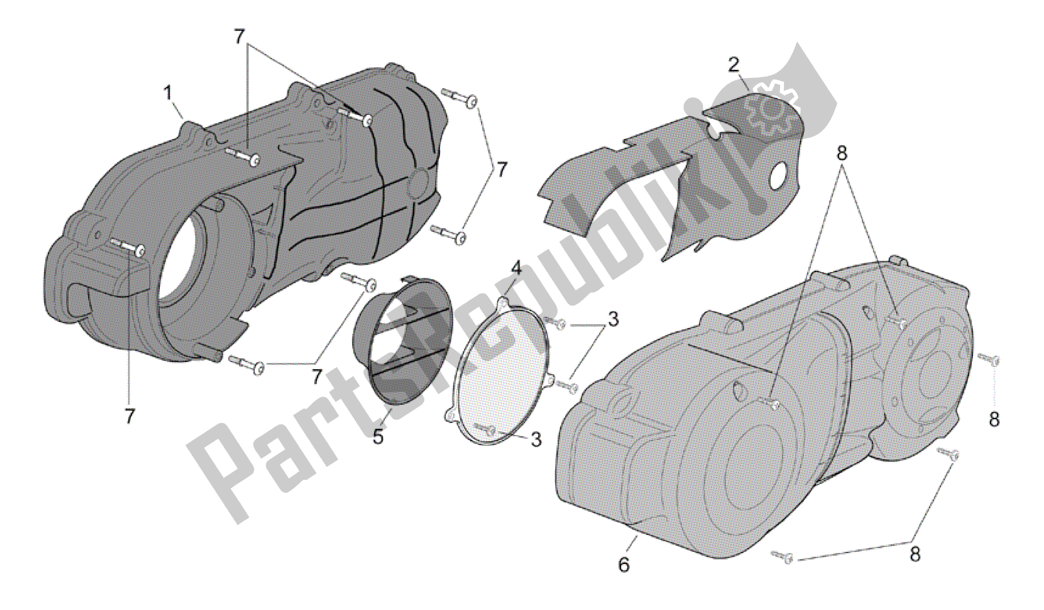 Alle onderdelen voor de Motor Kunststof van de Aprilia Scarabeo 500 2003 - 2006