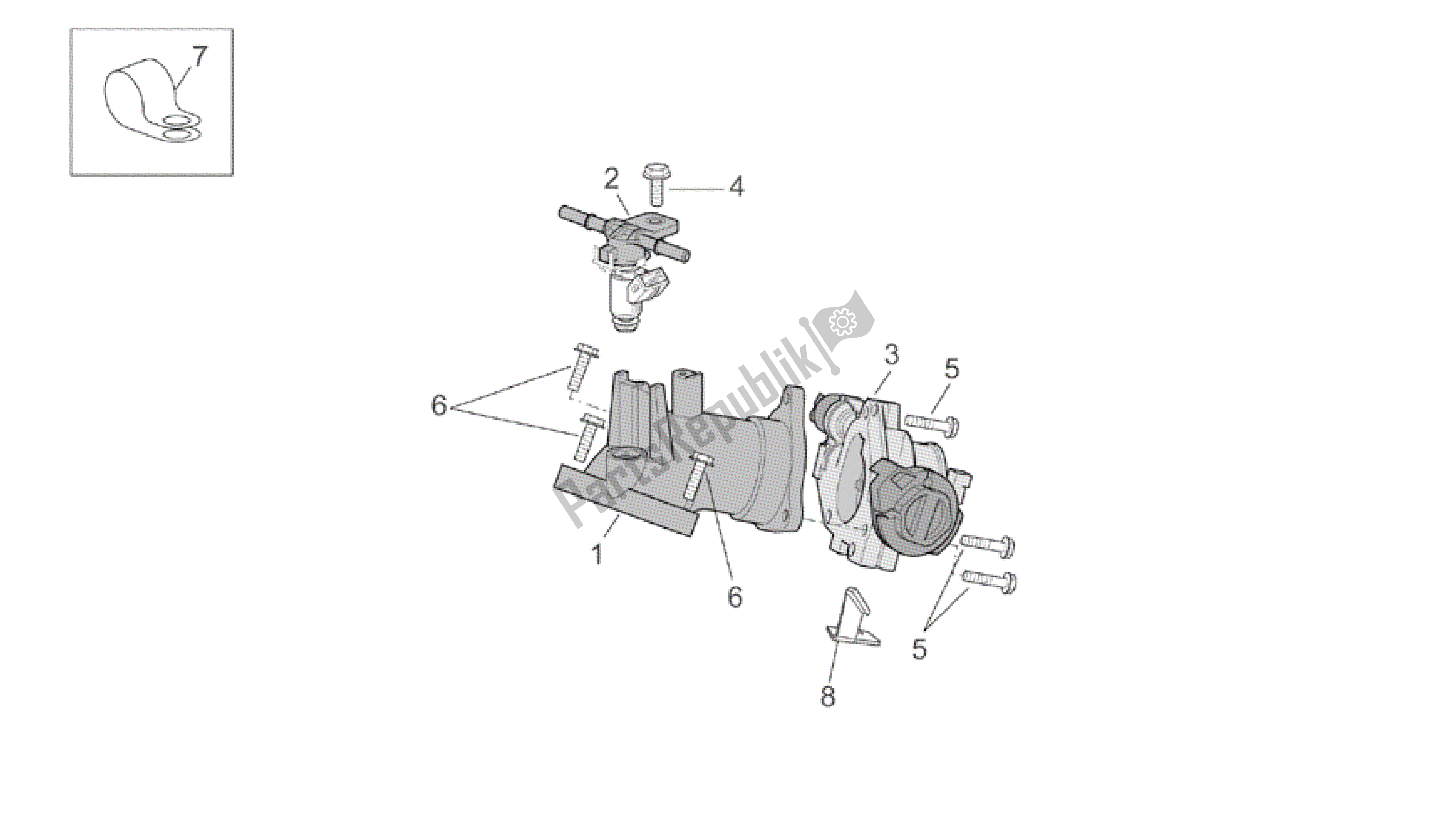 All parts for the Throttle Body of the Aprilia Scarabeo 500 2003 - 2006