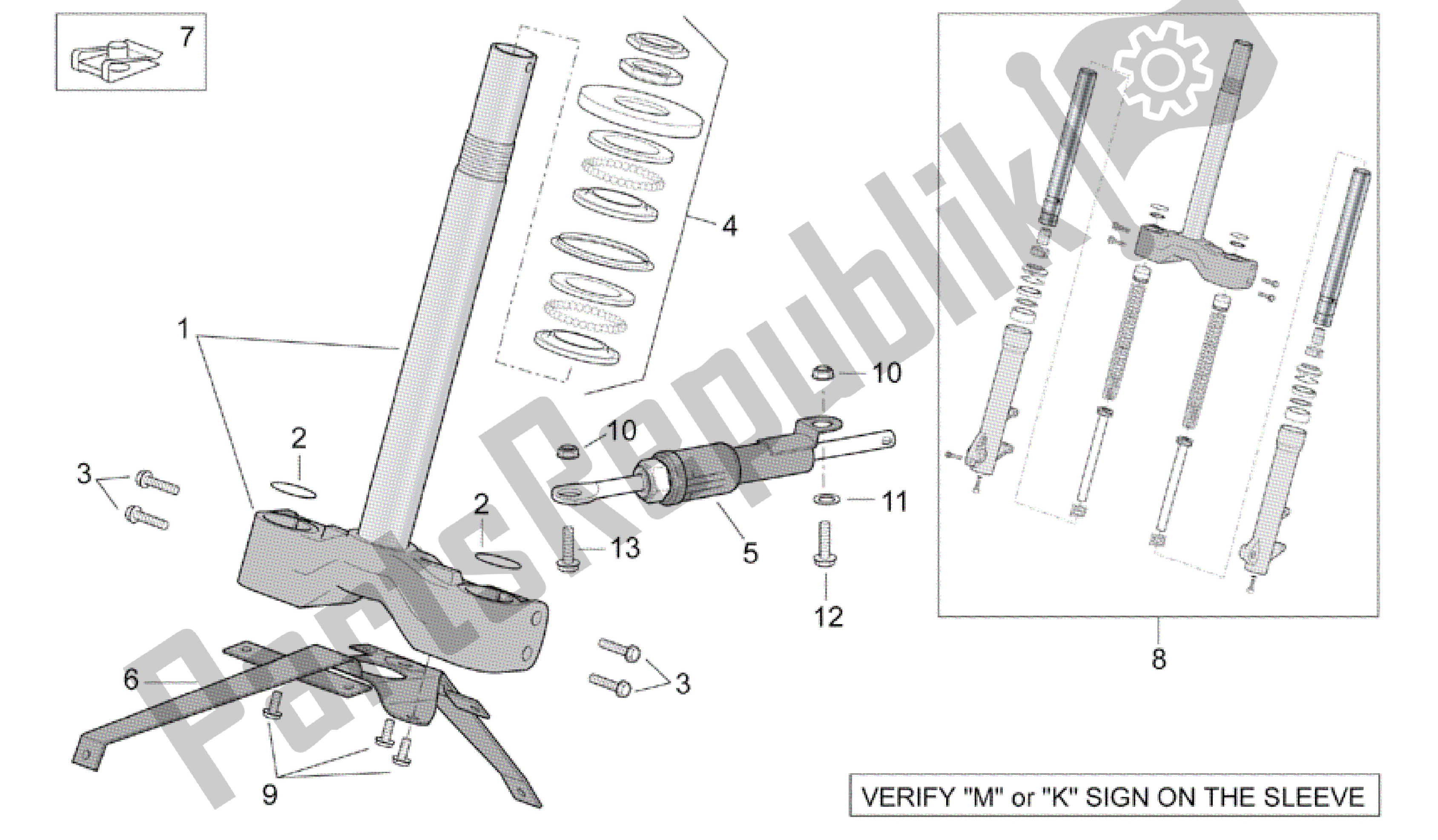 All parts for the Front Fork I of the Aprilia Scarabeo 500 2003 - 2006