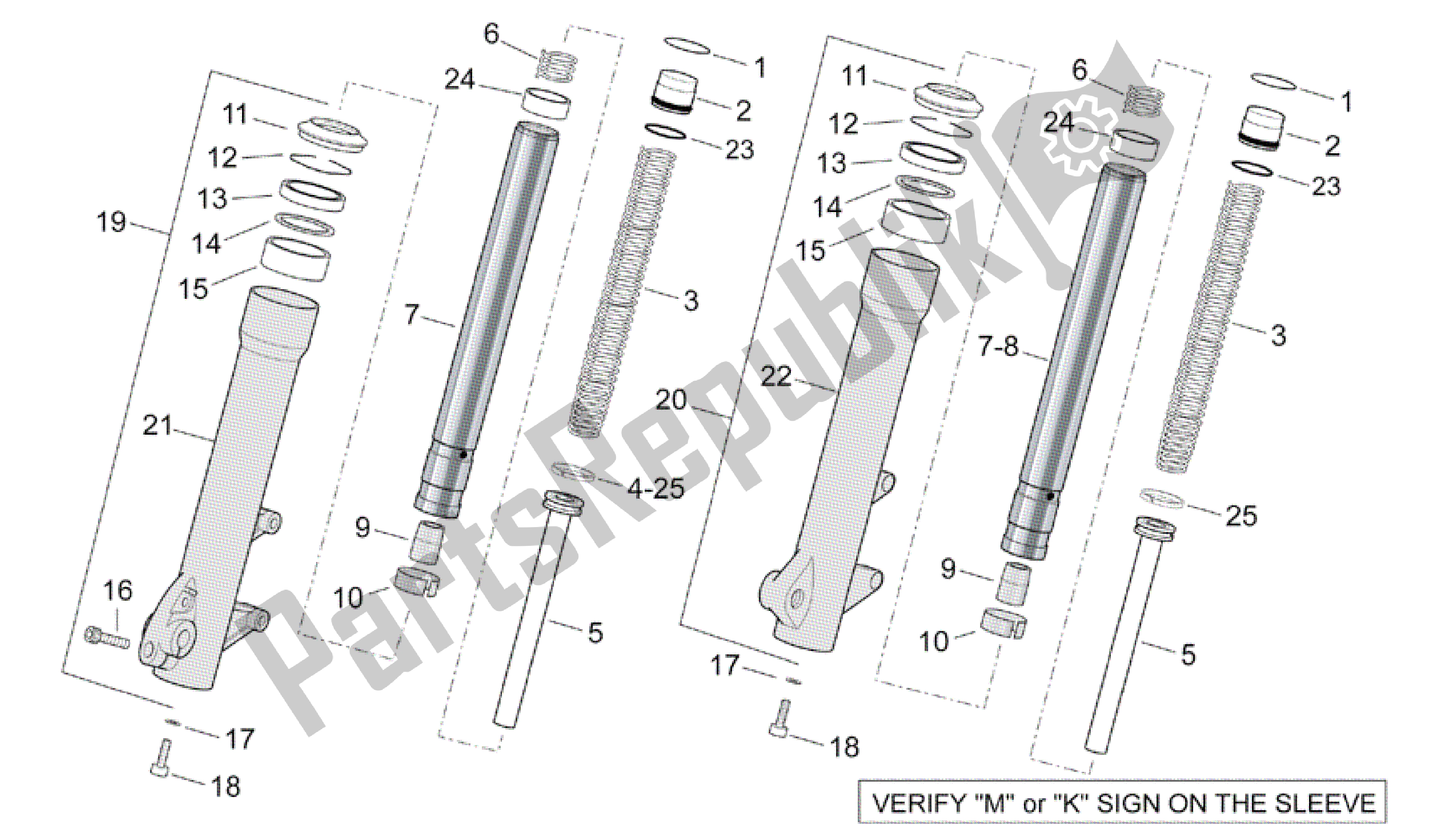 Wszystkie części do Przedni Widelec Ii Aprilia Scarabeo 500 2003 - 2006