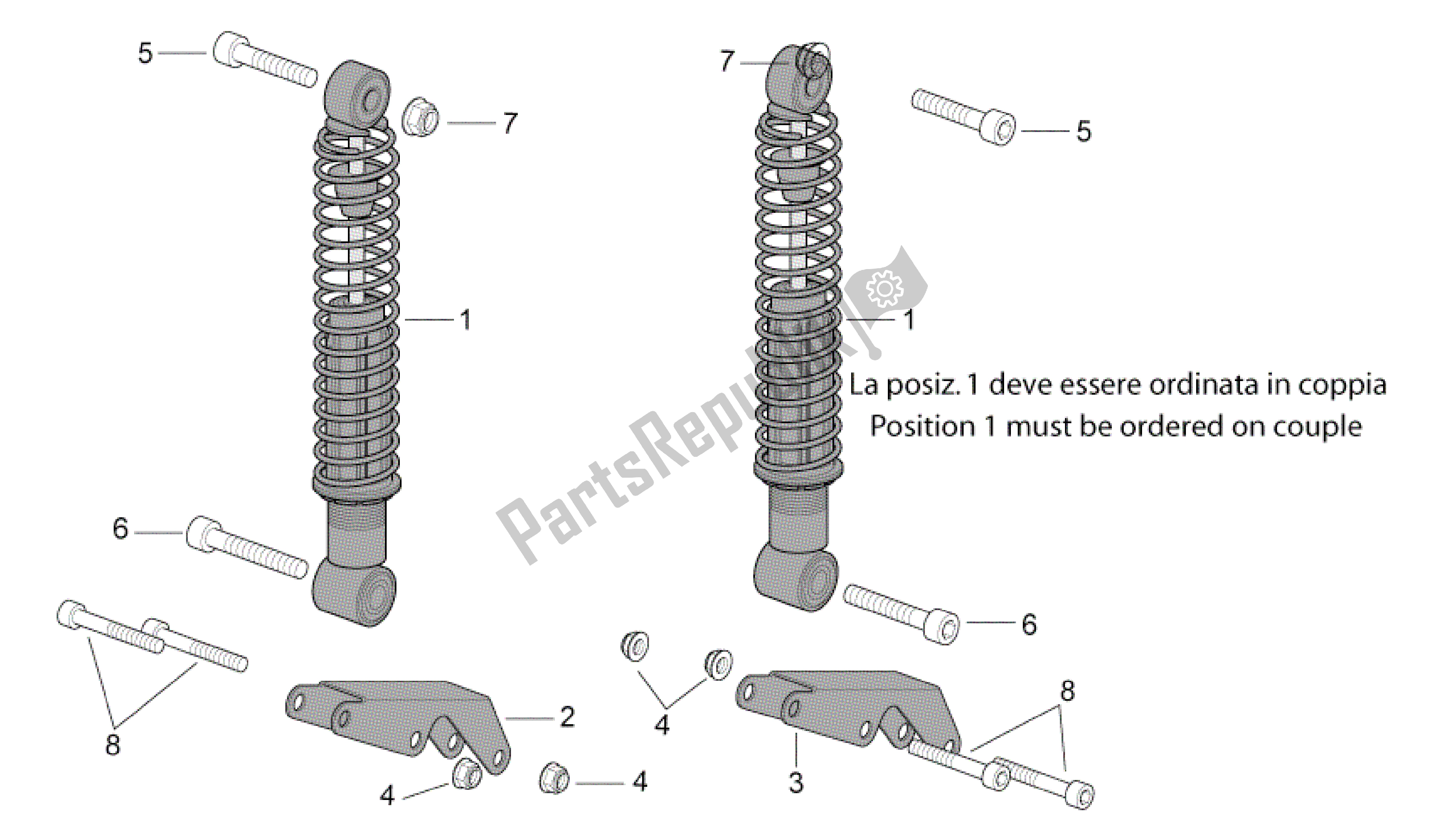 Tutte le parti per il Ammortizzatore Posteriore del Aprilia Scarabeo 500 2003 - 2006