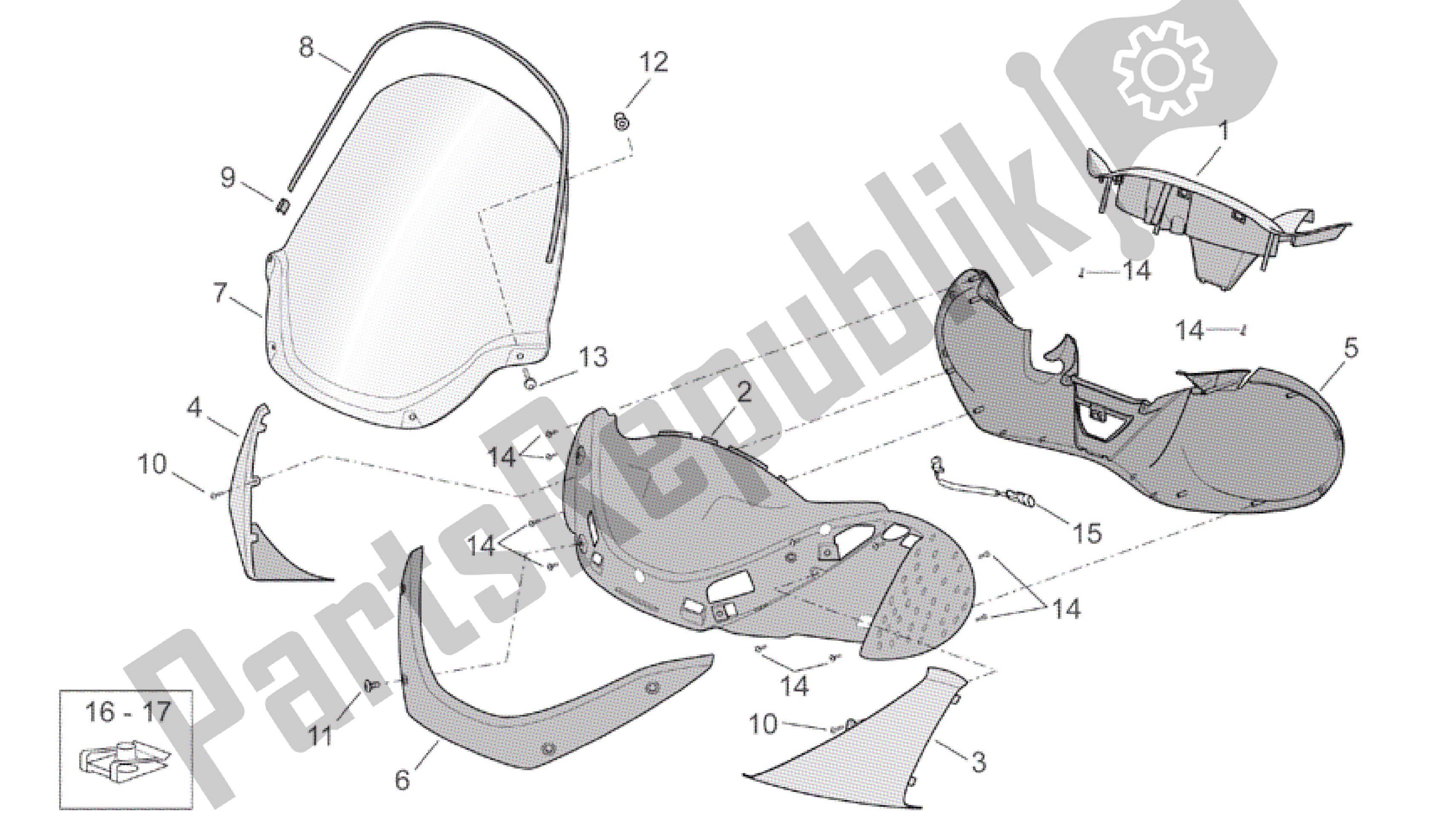 Toutes les pièces pour le Corps Avant I du Aprilia Scarabeo 500 2003 - 2006