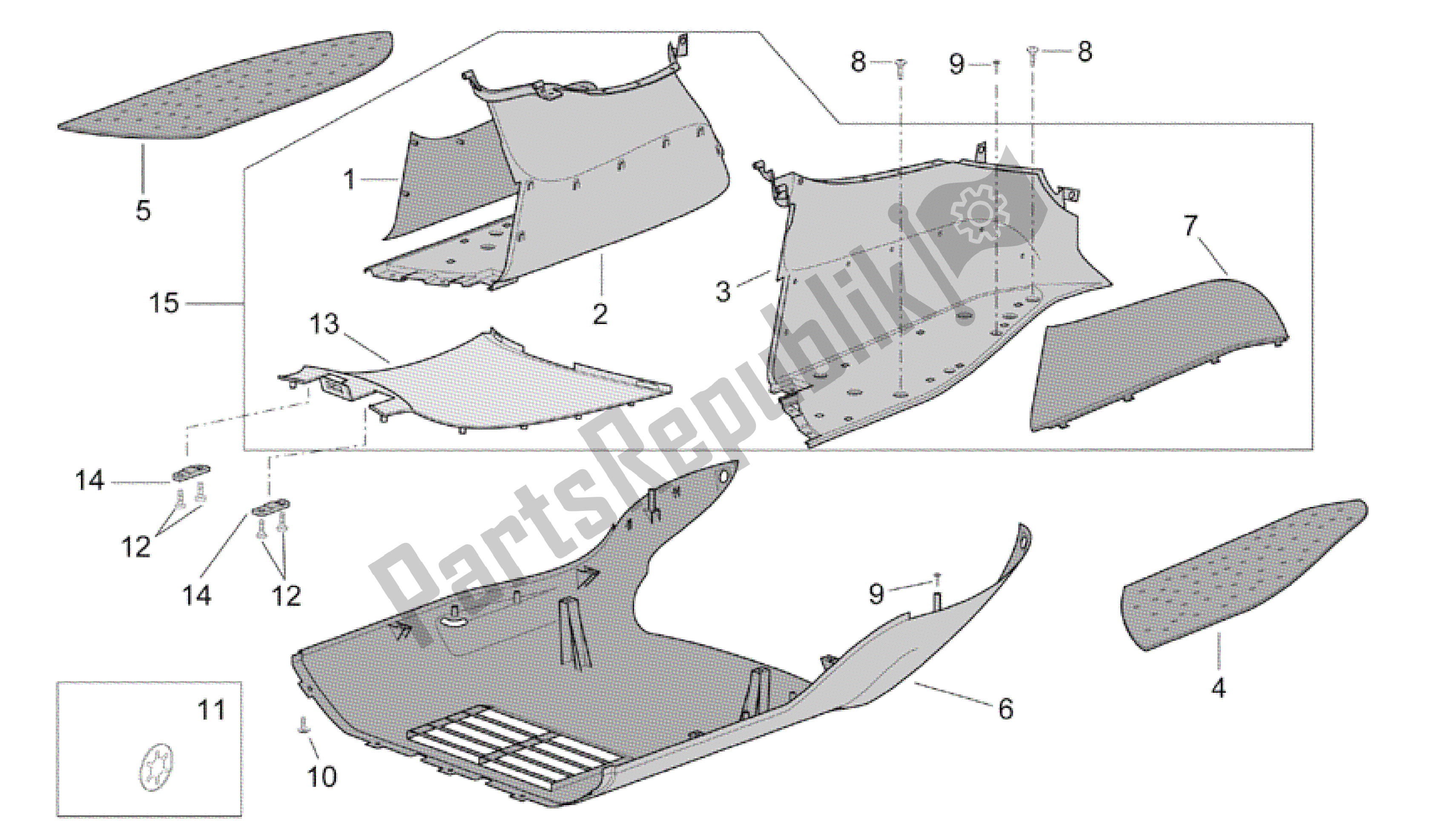 Wszystkie części do Korpus Centralny Iii Aprilia Scarabeo 500 2003 - 2006