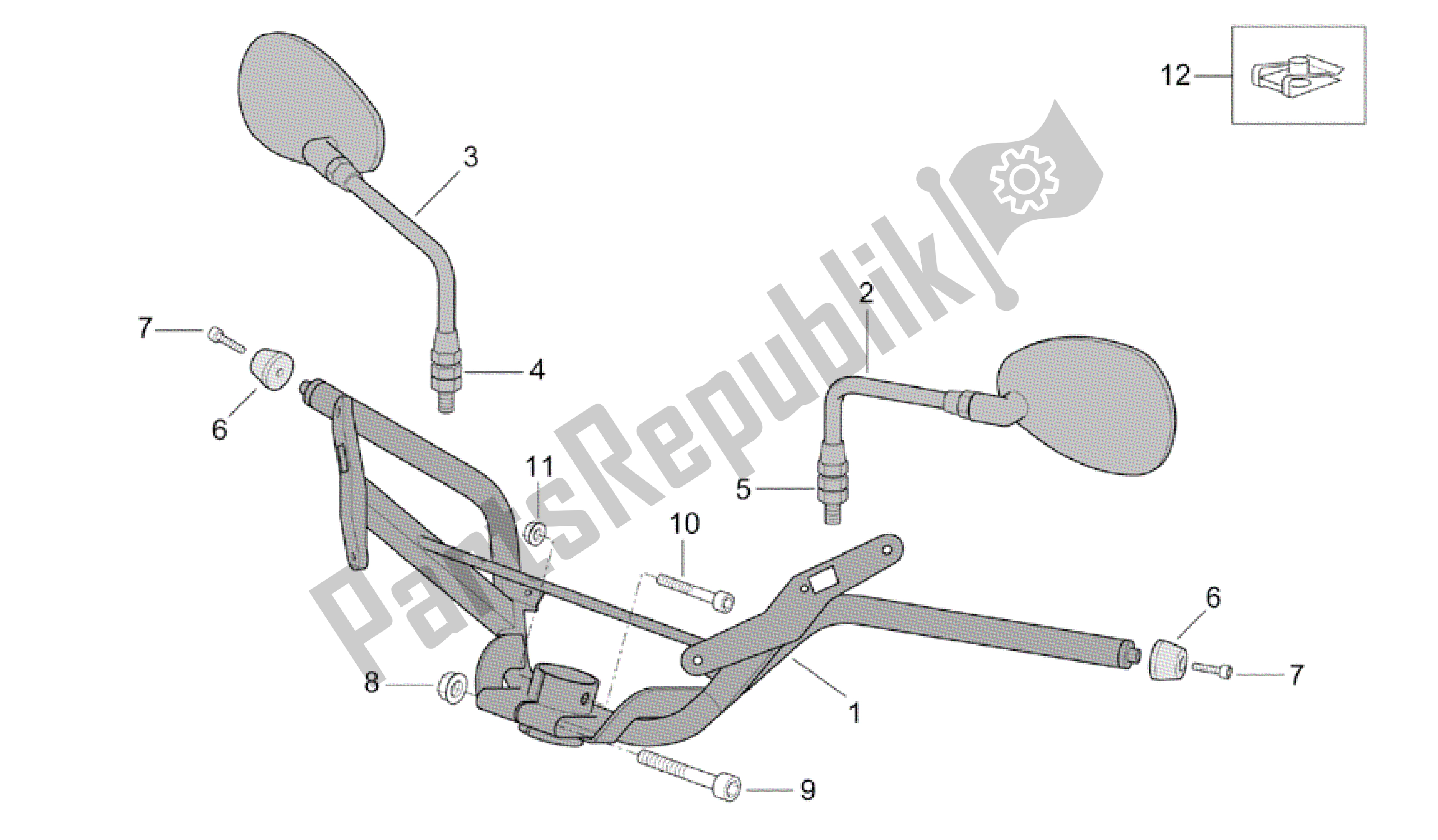 Todas as partes de Guidão do Aprilia Scarabeo 500 2003 - 2006