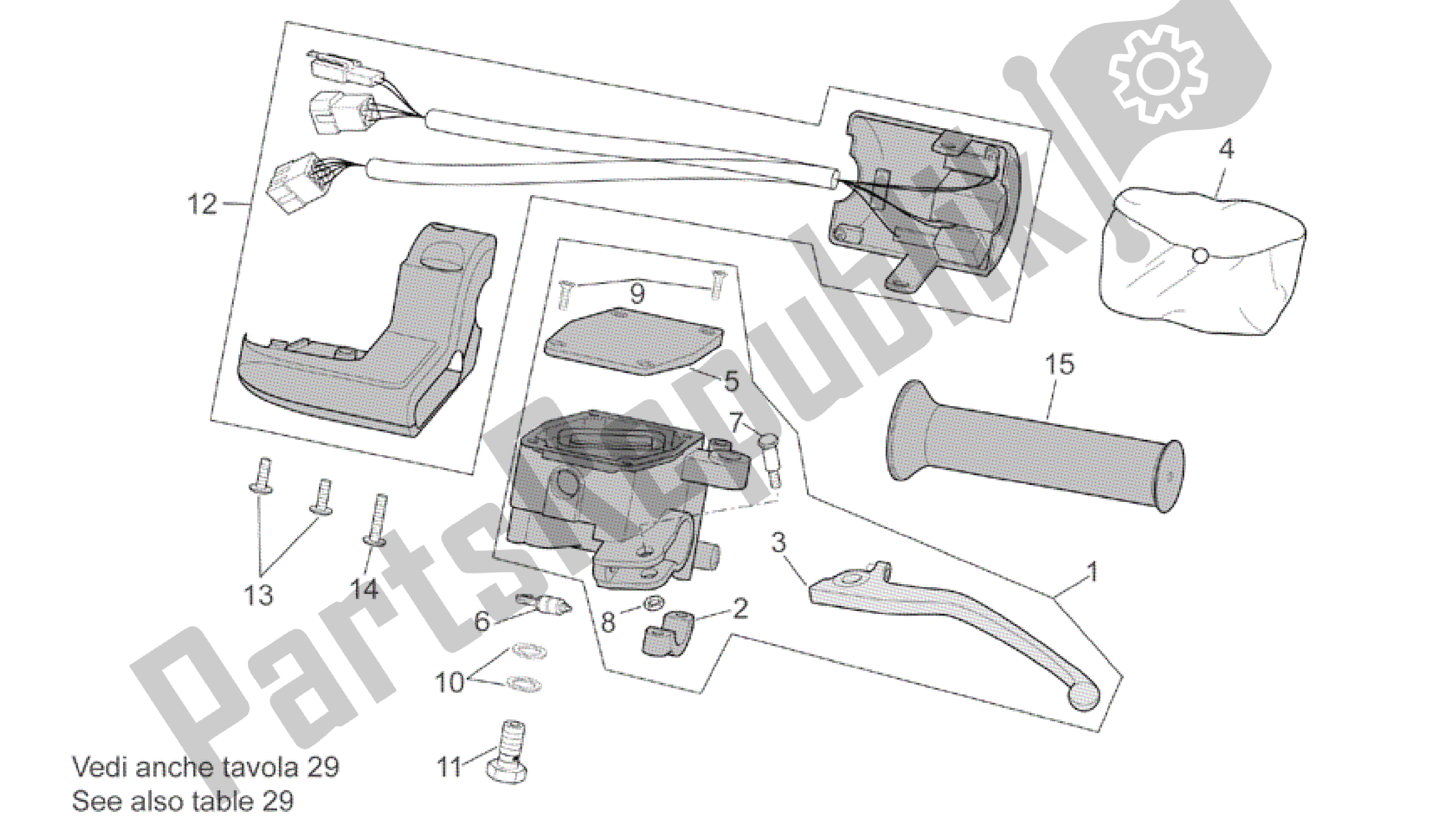 Toutes les pièces pour le Commandes Lh du Aprilia Scarabeo 500 2003 - 2006