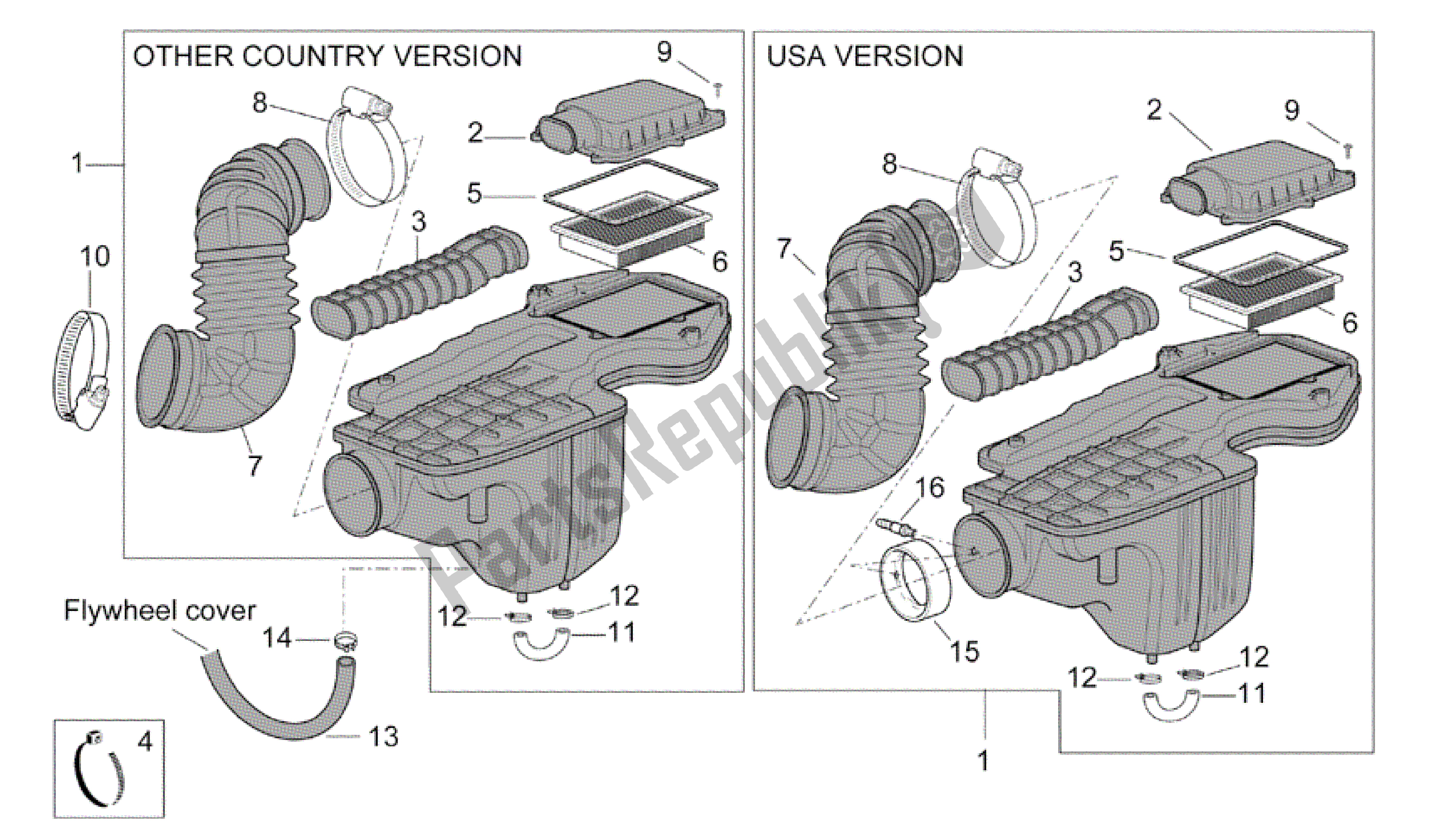 Tutte le parti per il Air Box del Aprilia Scarabeo 500 2003 - 2006