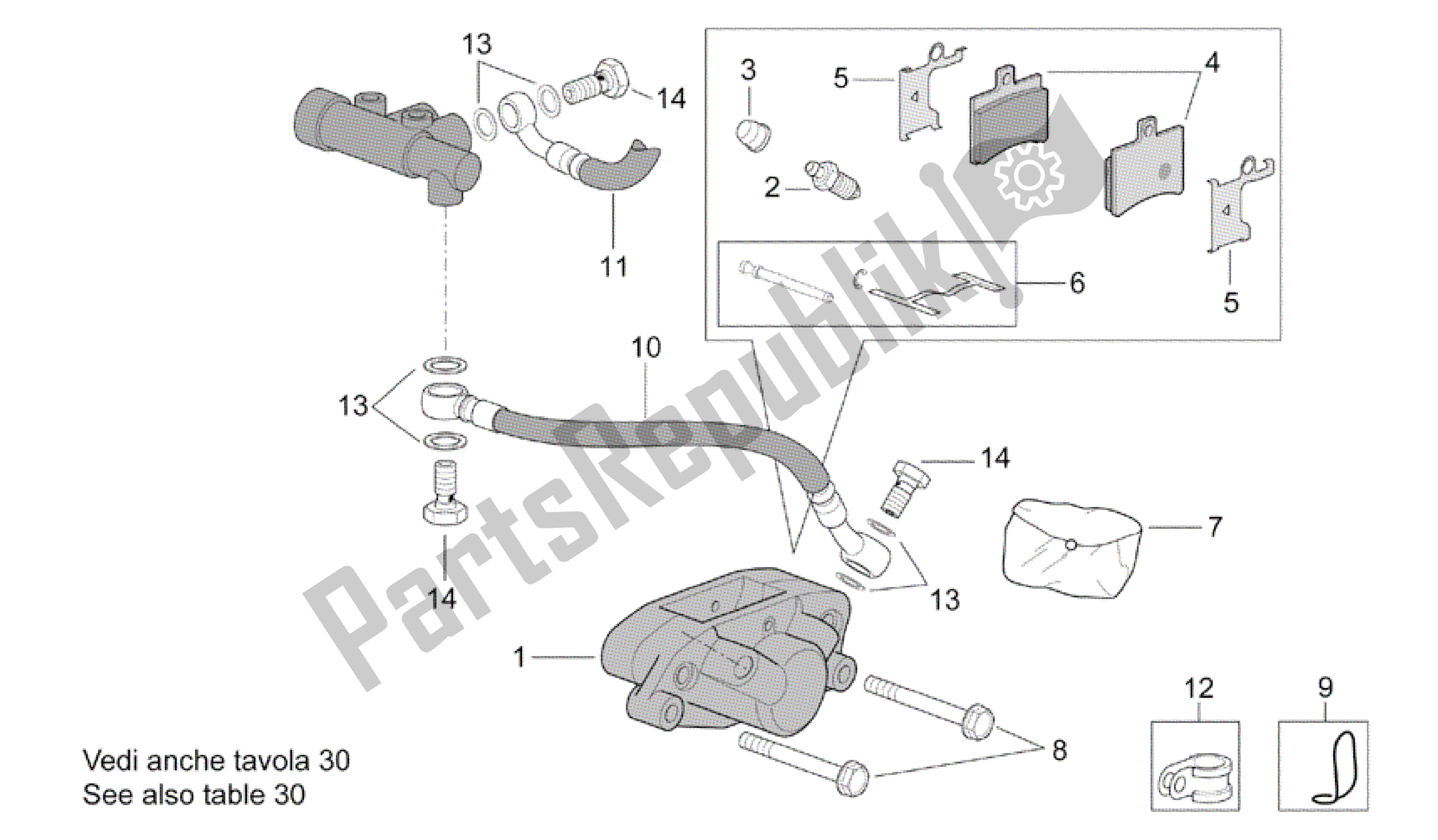 Toutes les pièces pour le étrier De Frein Arrière du Aprilia Scarabeo 500 2003 - 2006