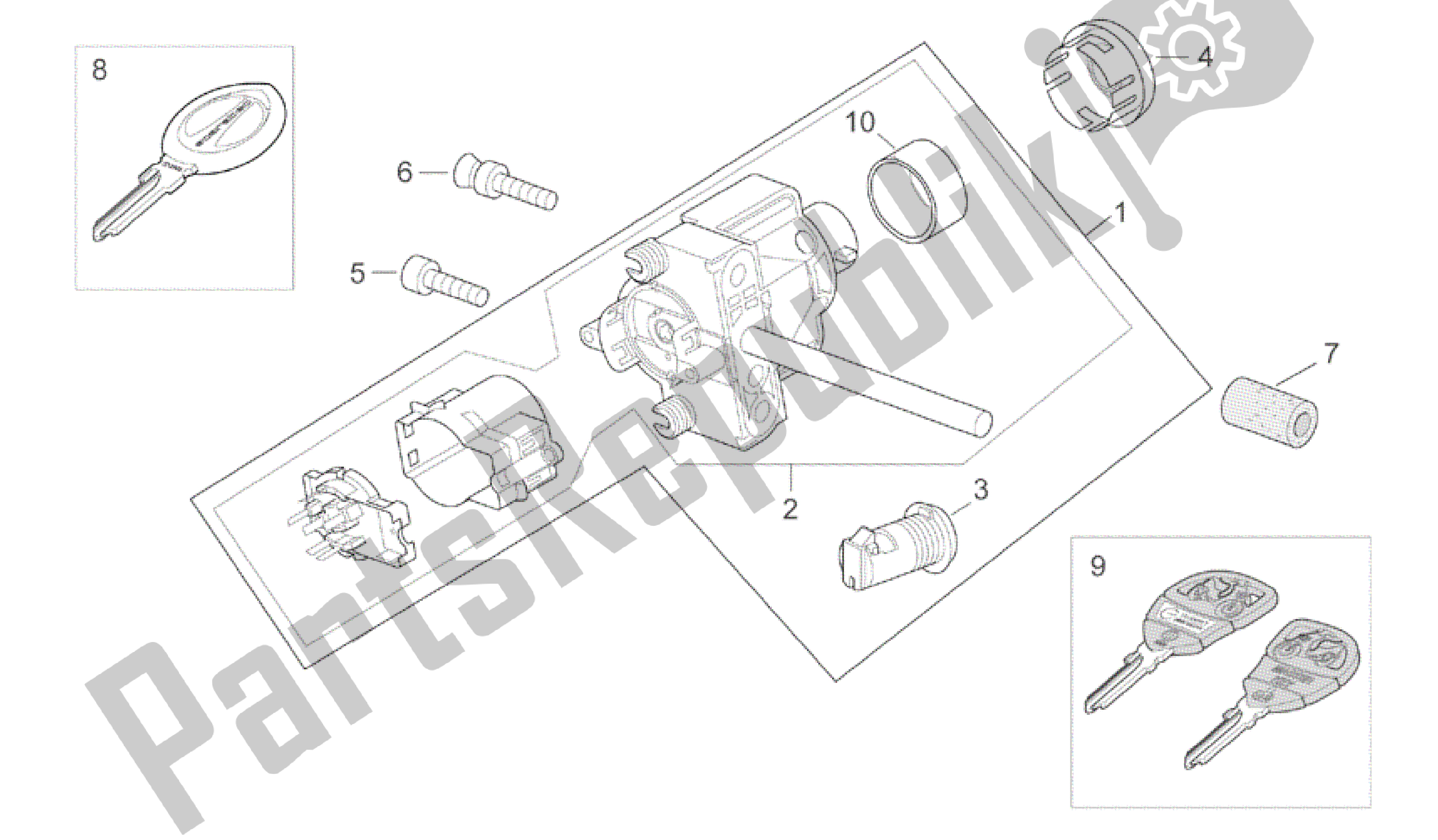 Wszystkie części do Zestaw Oku? Do Zamka Aprilia Scarabeo 500 2003 - 2006