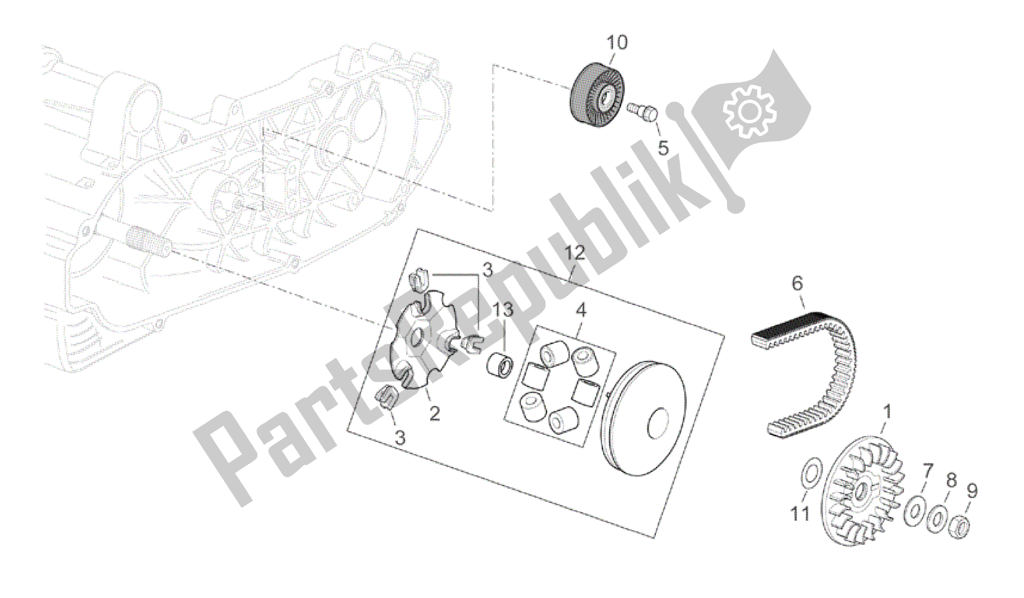 Todas las partes para Transmisión Primaria de Aprilia Scarabeo 500 2003 - 2006