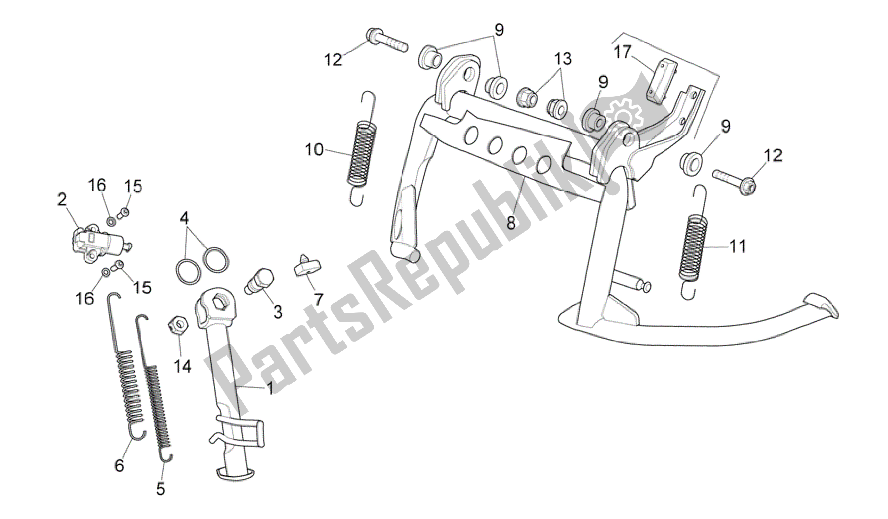 Todas las partes para Stands de Aprilia Scarabeo 400 2006 - 2008