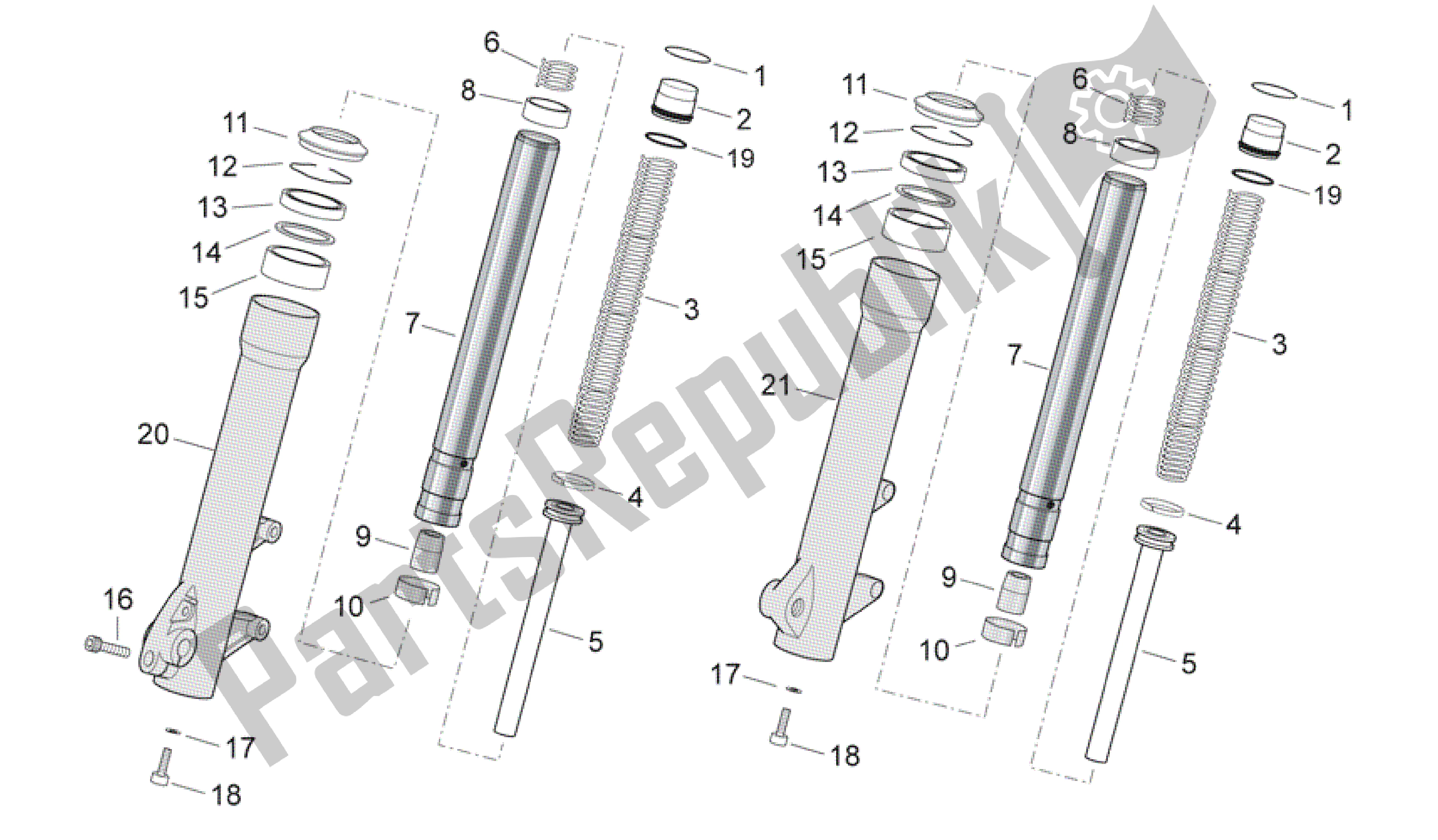 Todas as partes de Garfo Dianteiro Ii do Aprilia Scarabeo 400 2006 - 2008