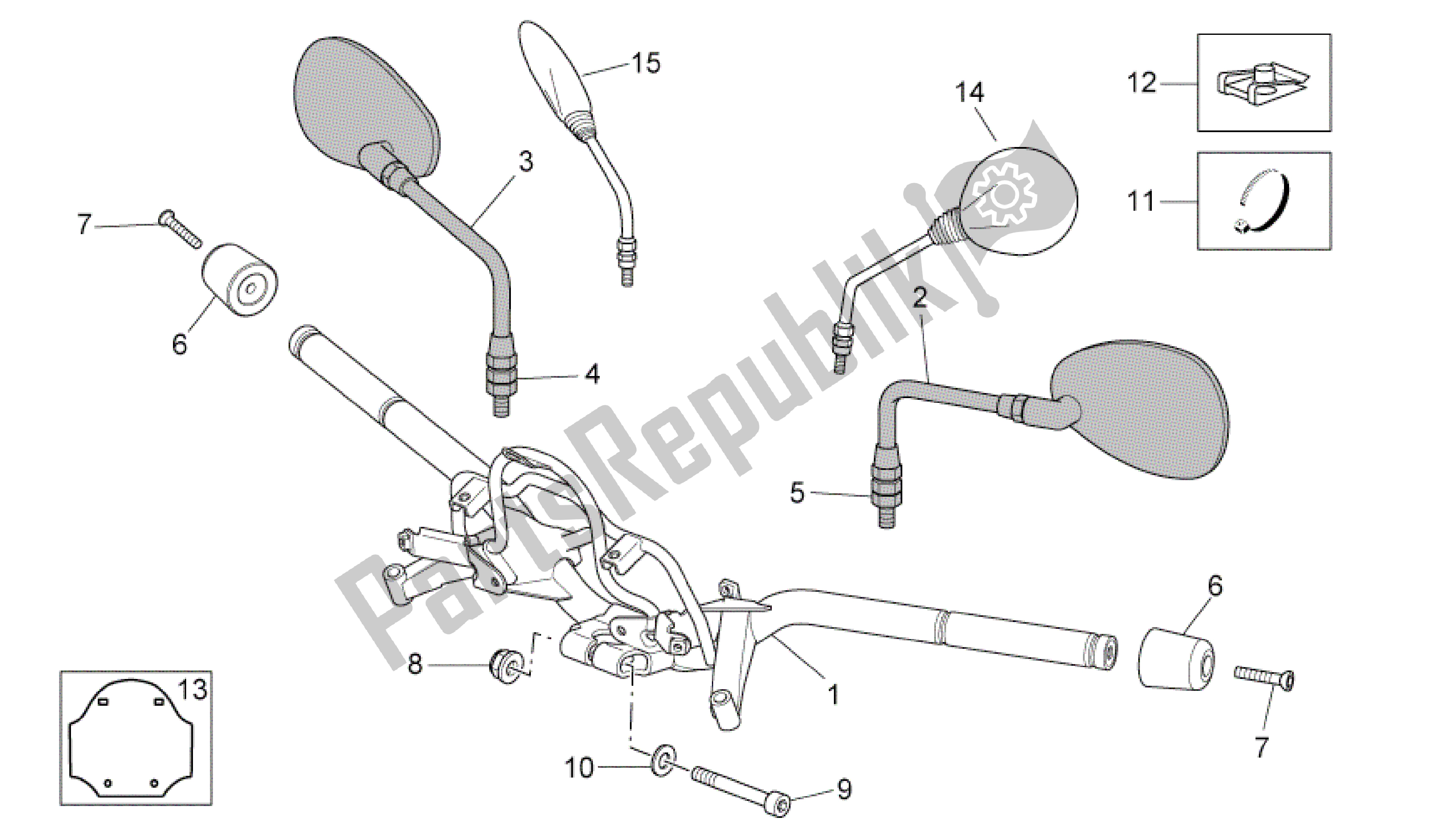 Toutes les pièces pour le Guidon du Aprilia Scarabeo 400 2006 - 2008