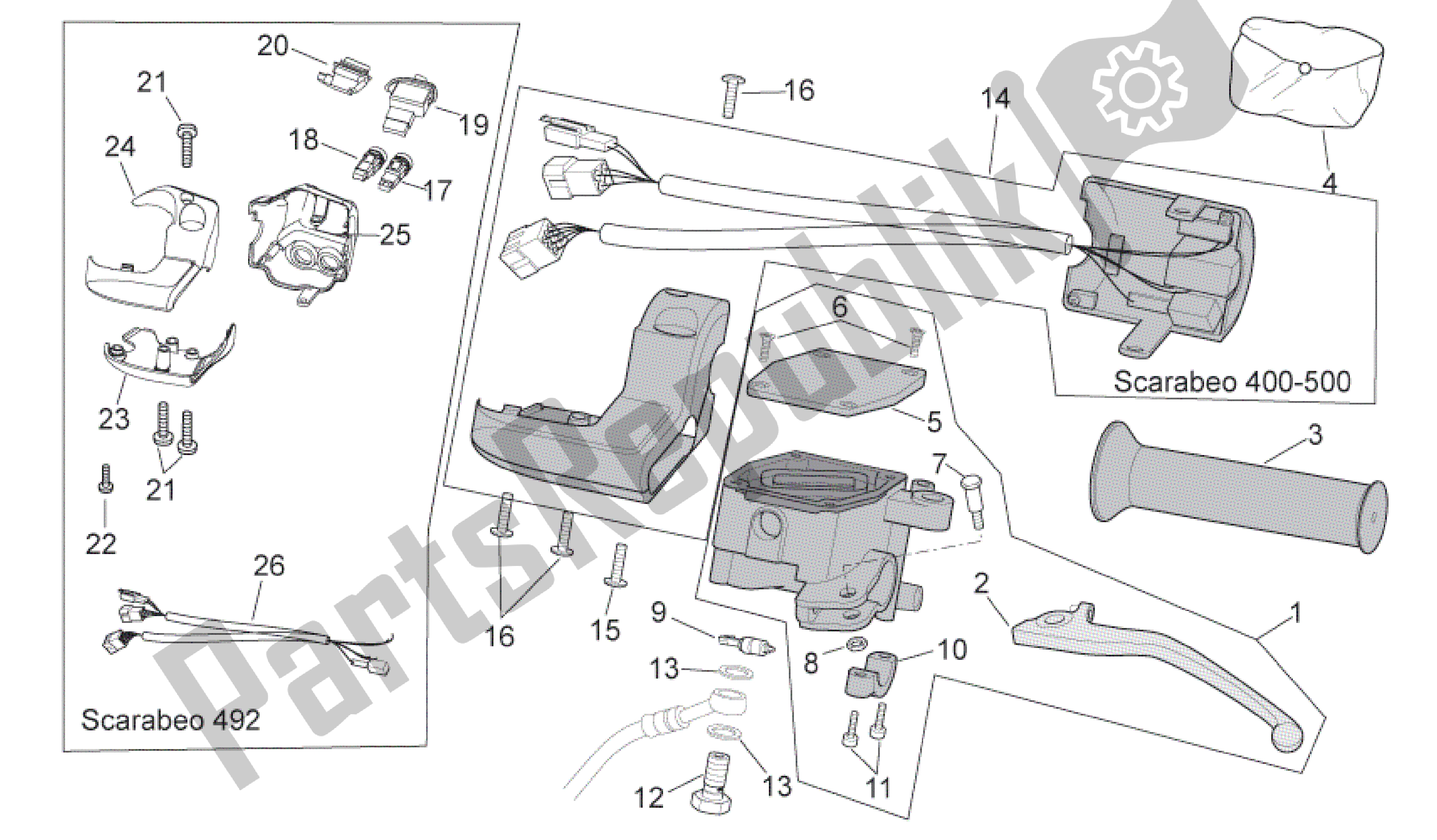 Todas las partes para Lh Controles de Aprilia Scarabeo 400 2006 - 2008