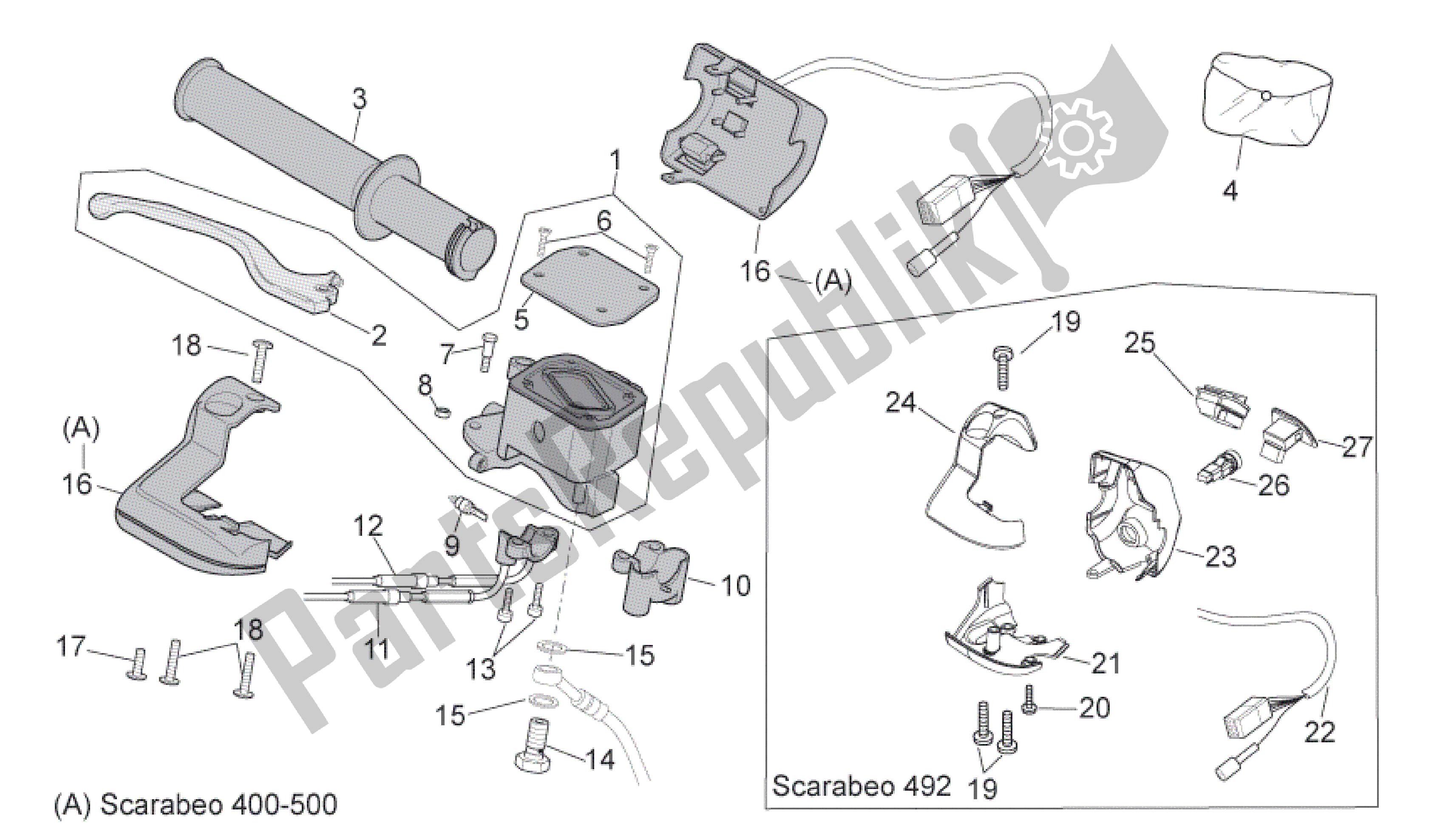 Wszystkie części do Rh Kontroli Aprilia Scarabeo 400 2006 - 2008