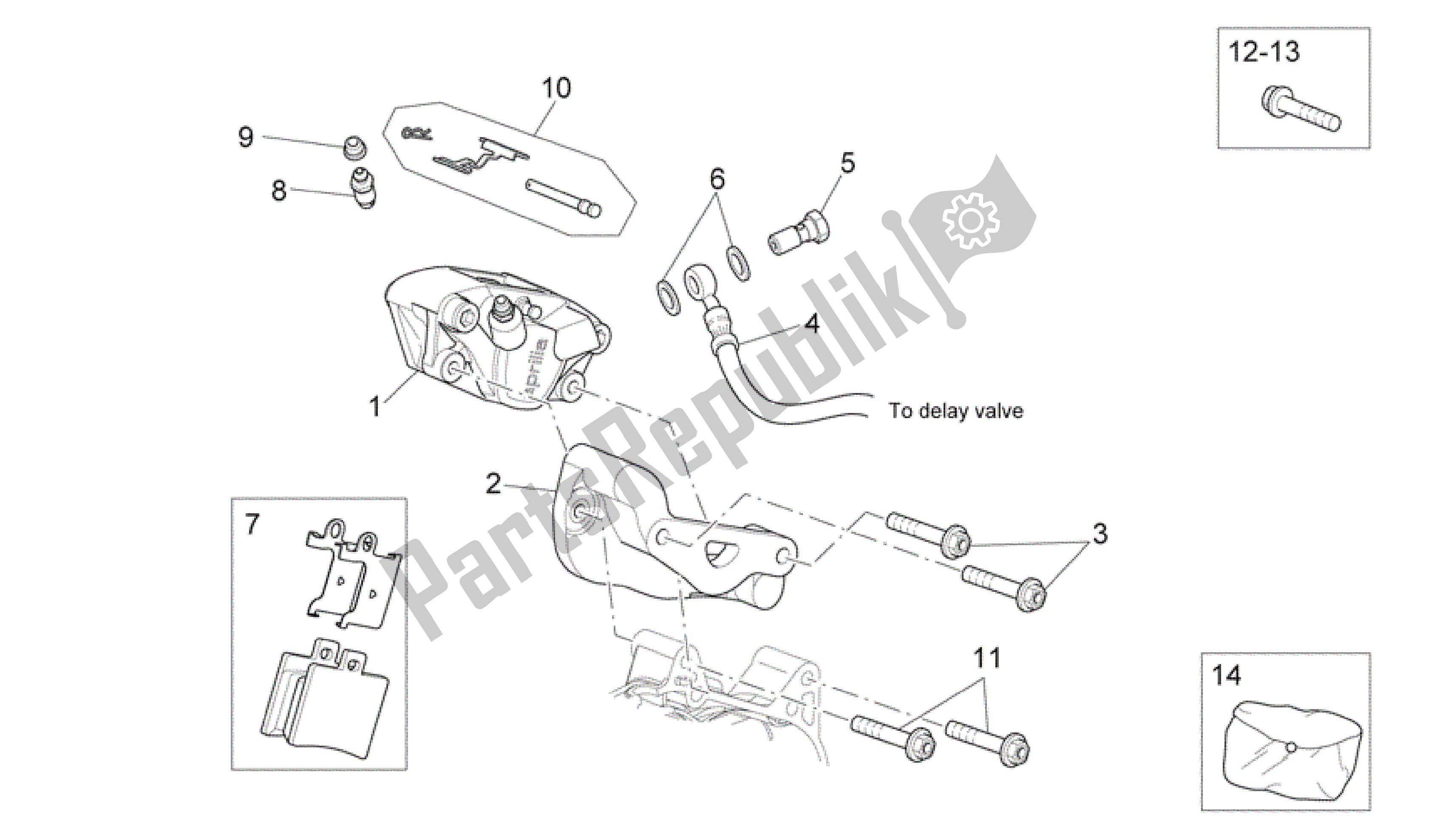 All parts for the Rear Brake Caliper of the Aprilia Scarabeo 400 2006 - 2008