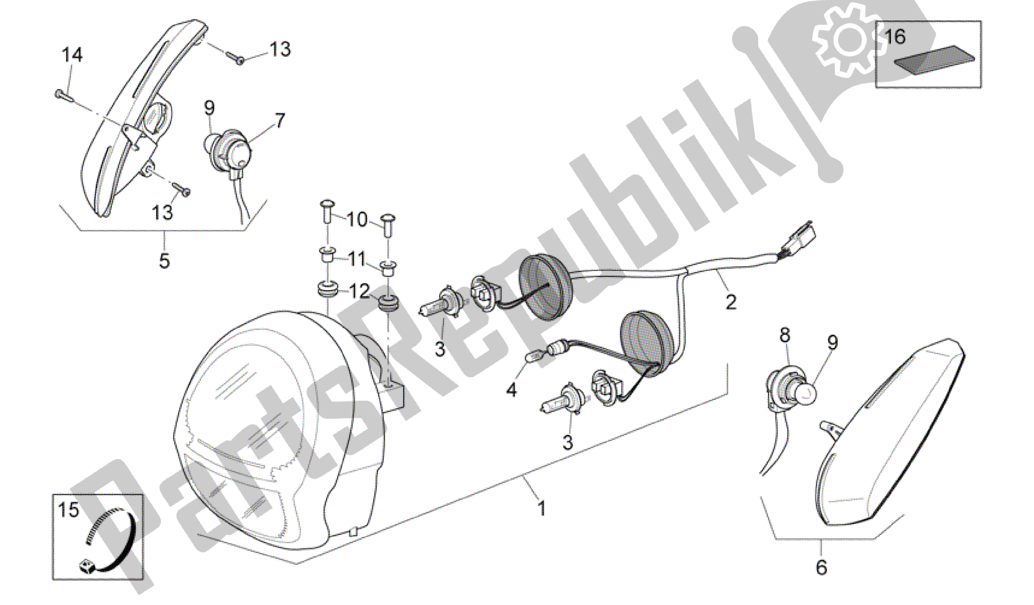 Todas las partes para Luces Delanteras de Aprilia Scarabeo 400 2006 - 2008