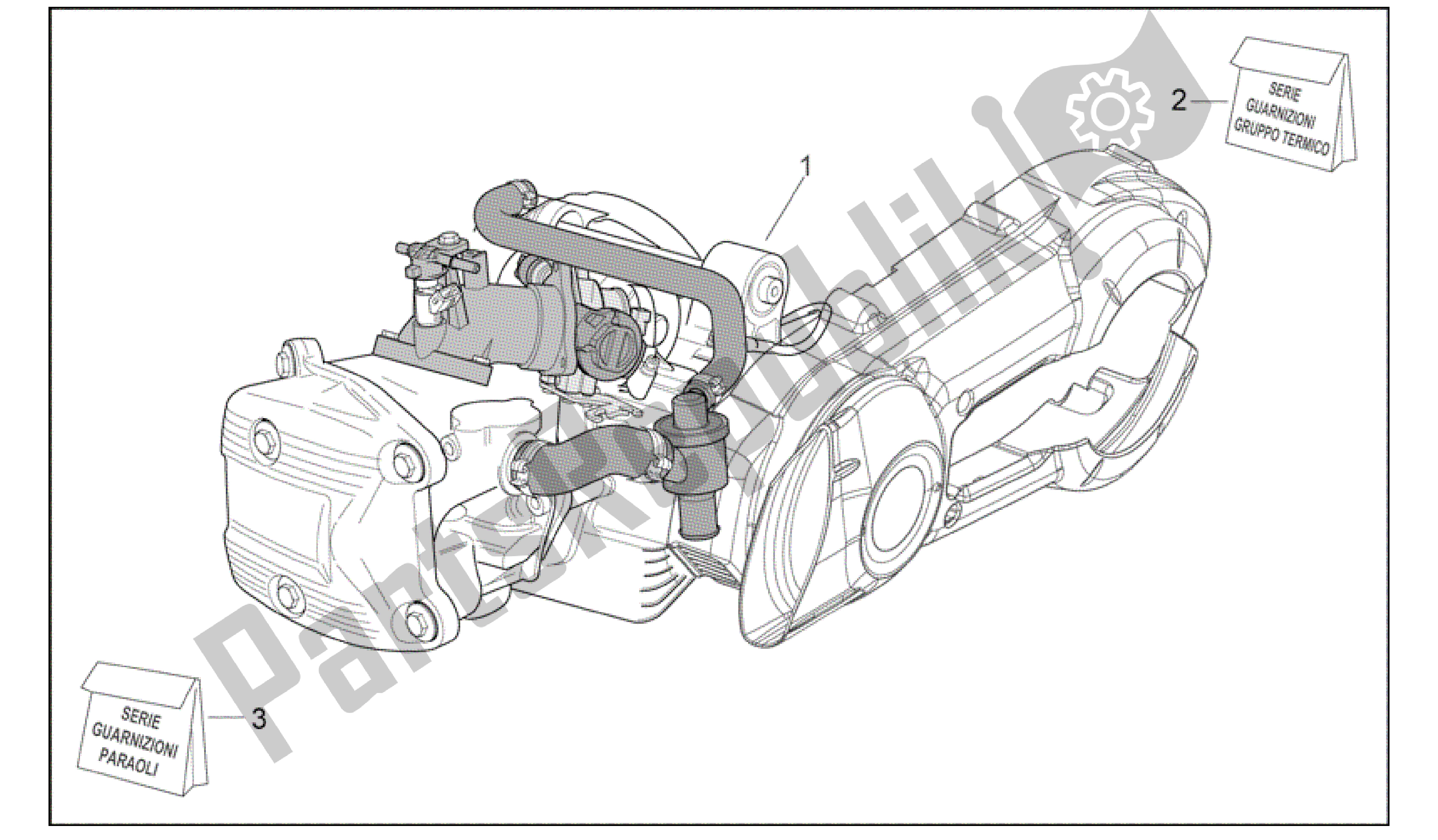 Alle Teile für das Motormontage des Aprilia Scarabeo 400 2006 - 2008