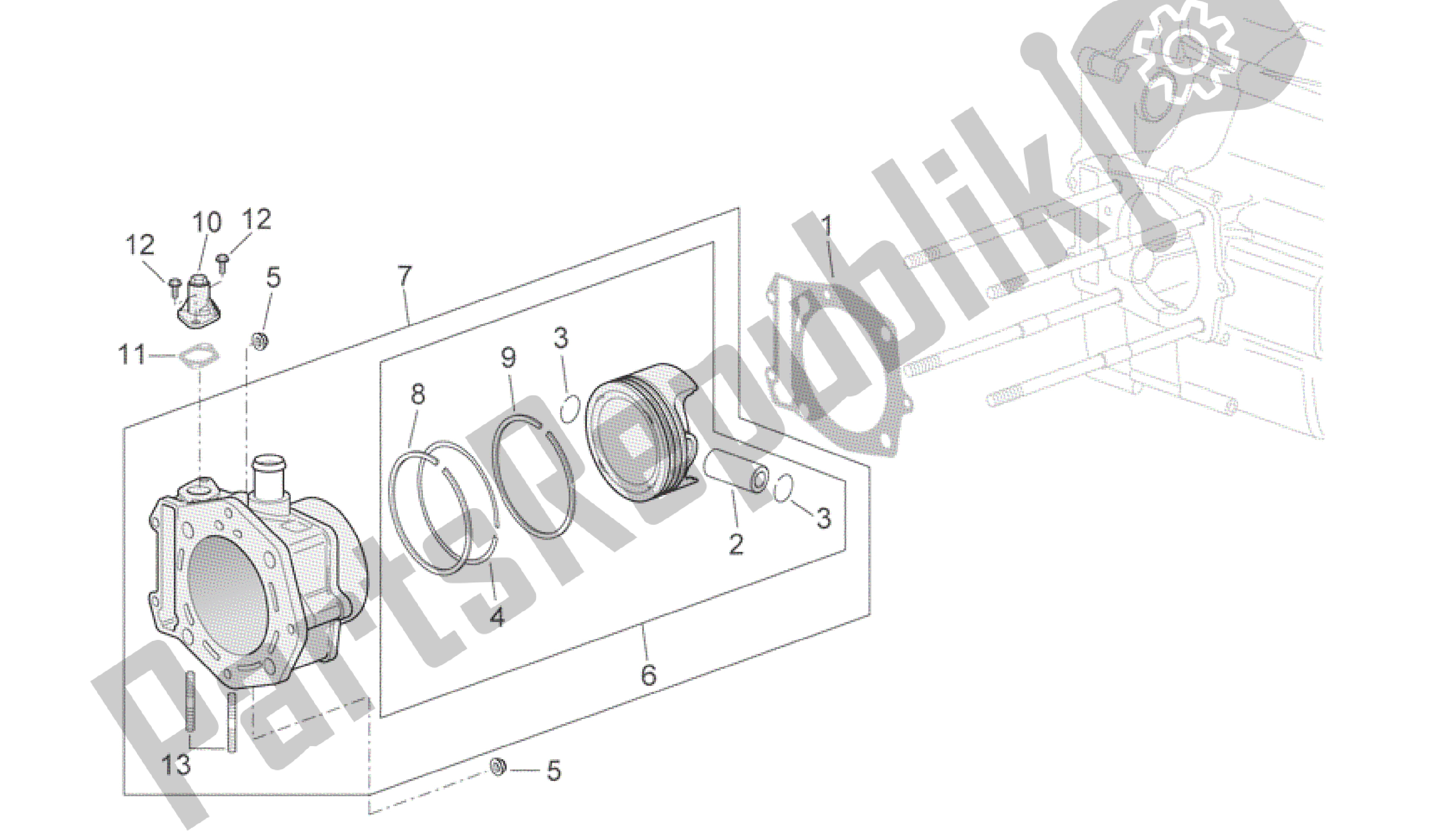 All parts for the Cylinder of the Aprilia Scarabeo 400 2006 - 2008