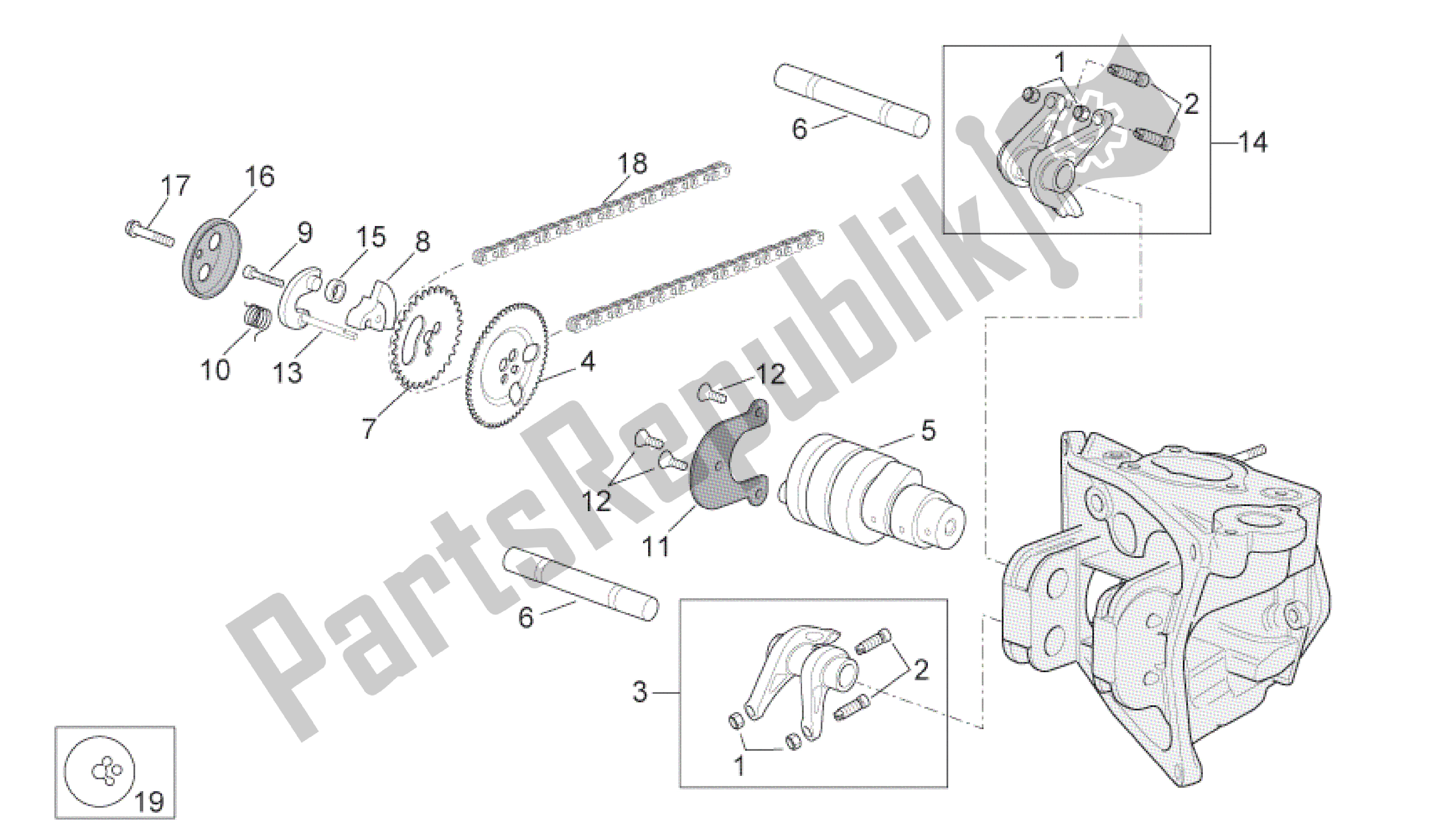 All parts for the Valve Control of the Aprilia Scarabeo 400 2006 - 2008