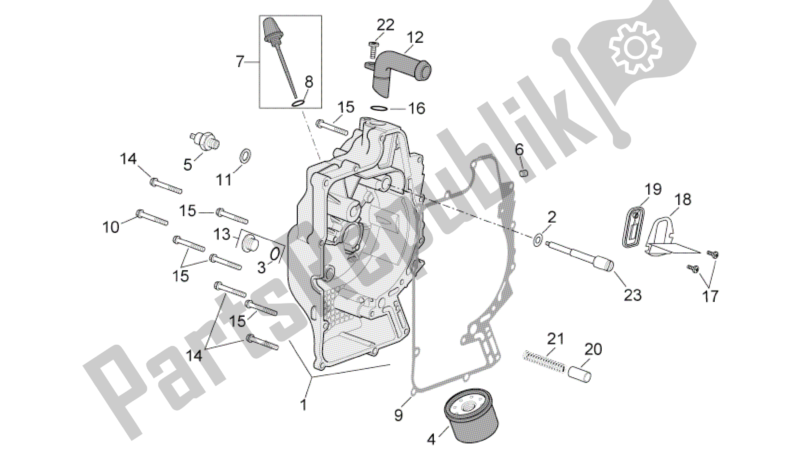 Tutte le parti per il Coperchio Del Volano del Aprilia Scarabeo 400 2006 - 2008