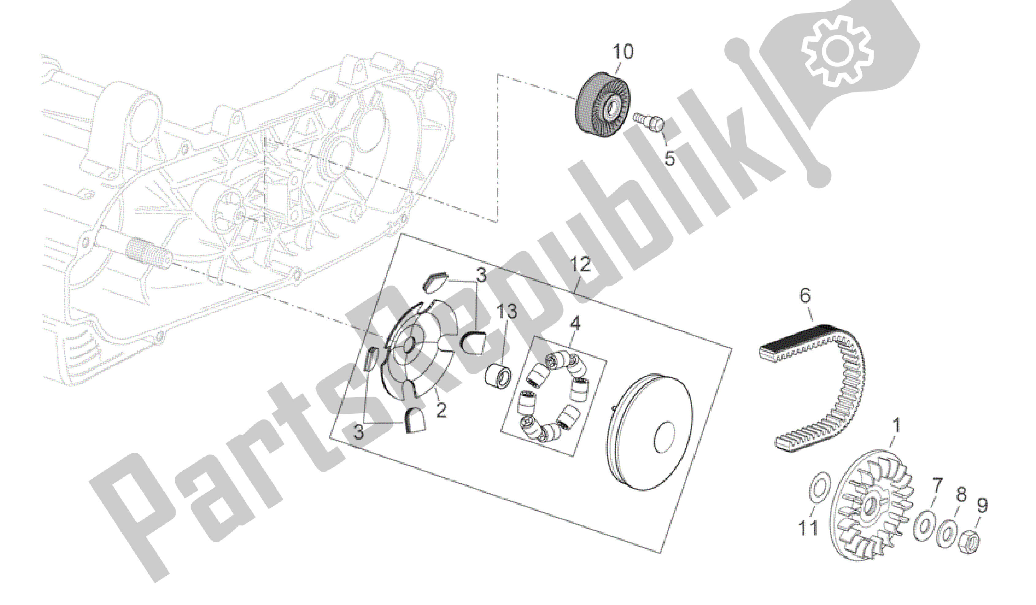 Todas las partes para Transmisión Primaria de Aprilia Scarabeo 400 2006 - 2008